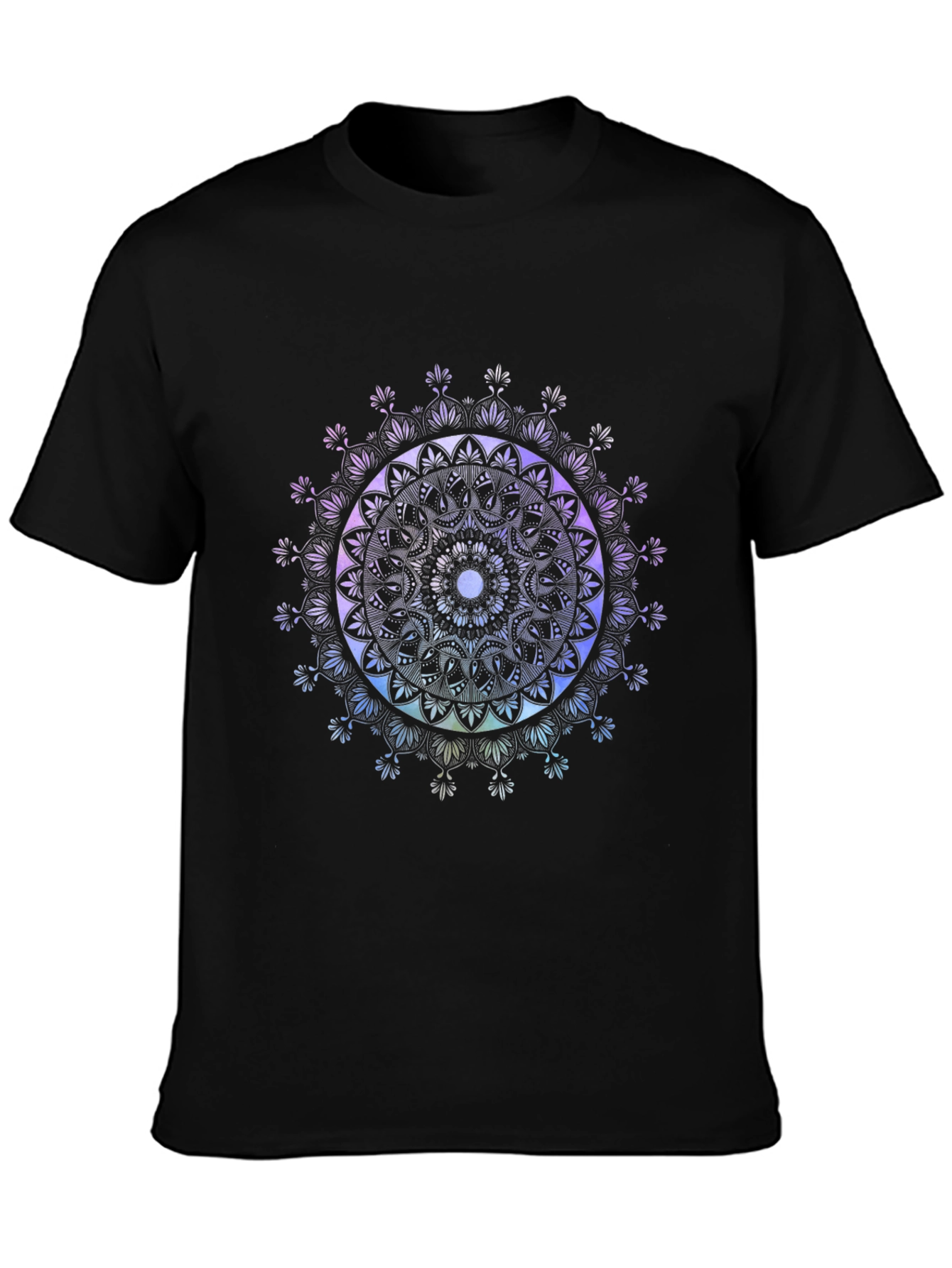 Black Mandala Art Black T-Shirt view 3