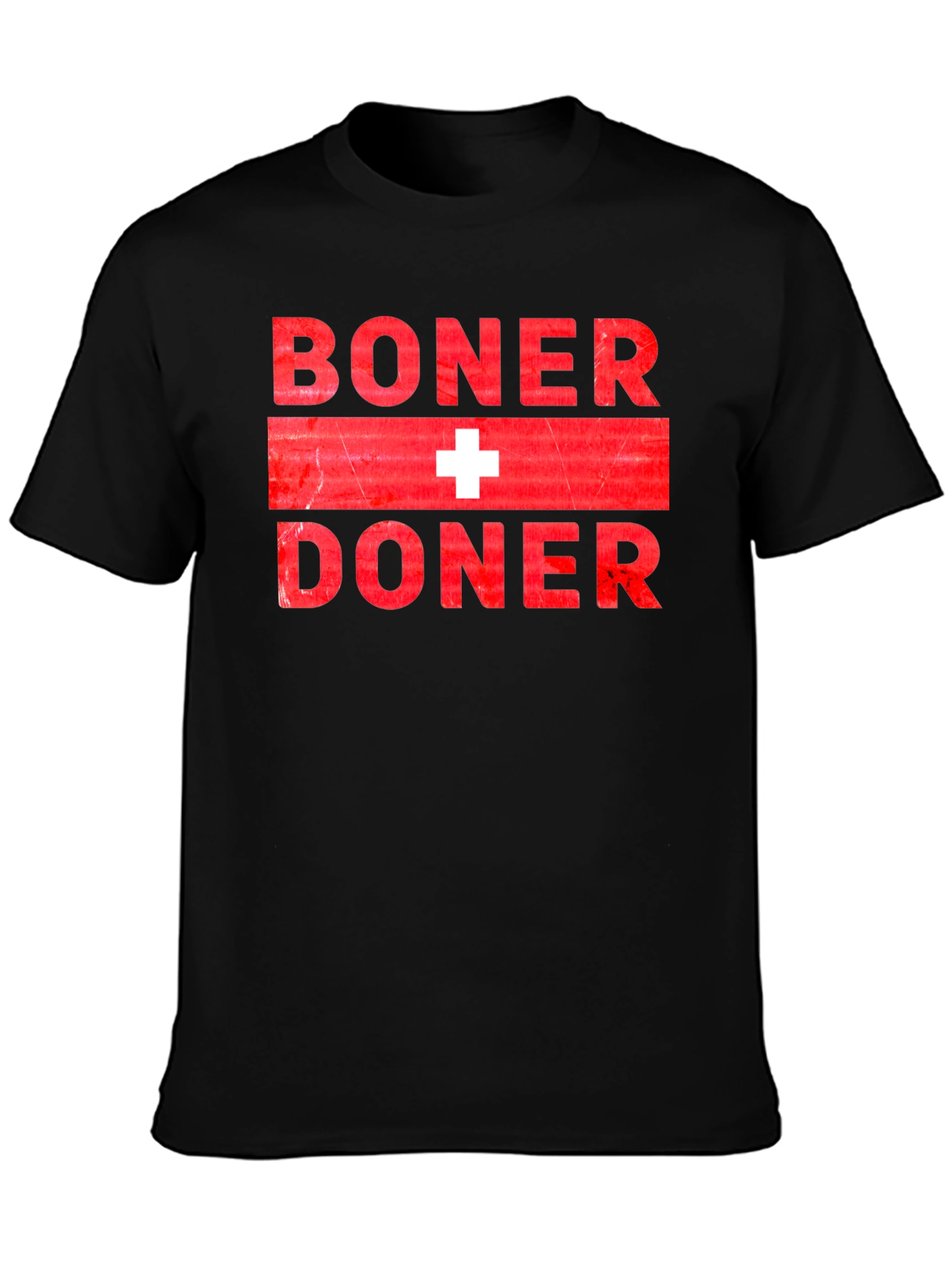 Black Boner + Doner Funny T-Shirt view 3