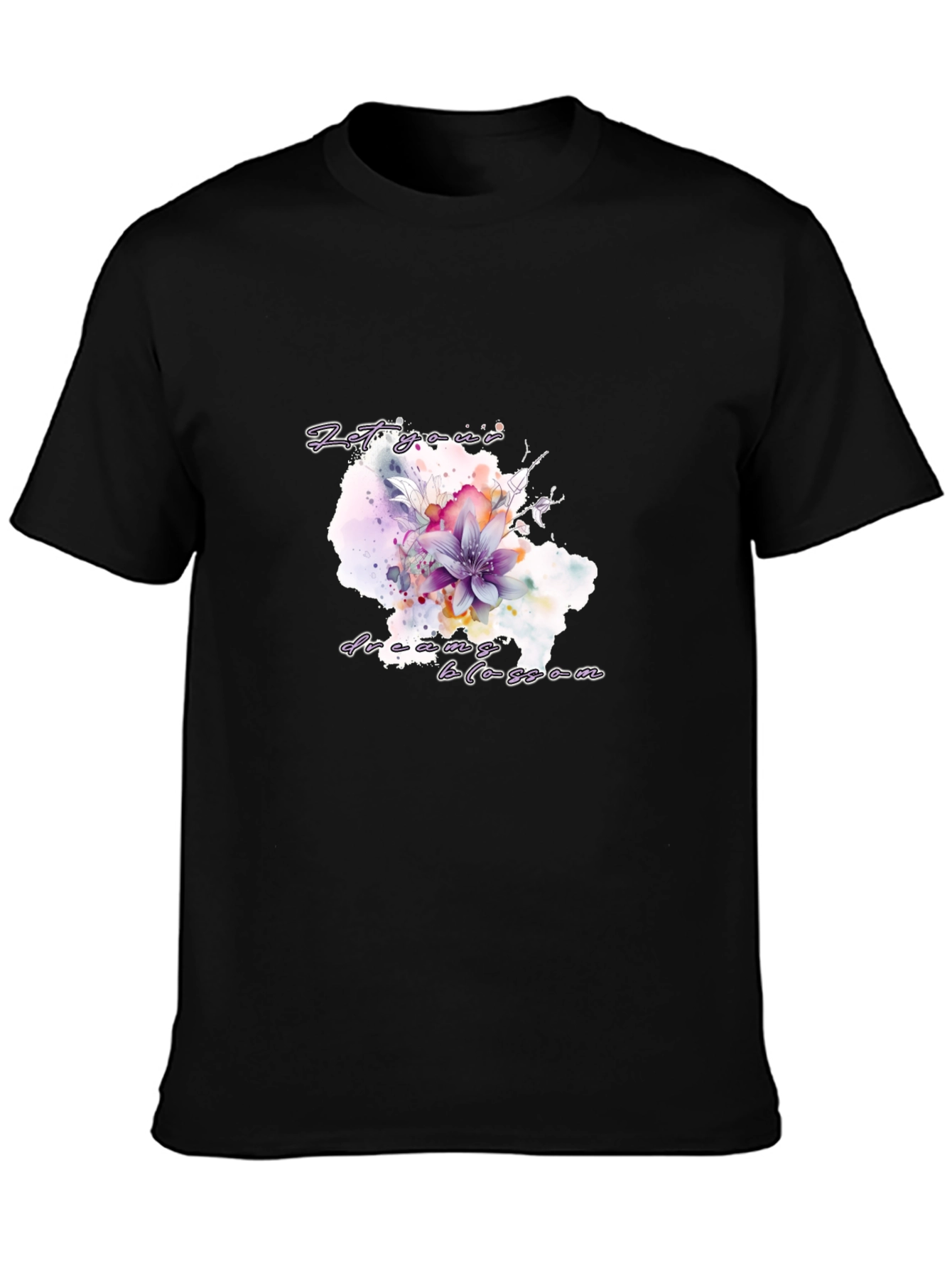 Black Floral Bloom Graphic Tee - Let Your Dreams Blossom view 3