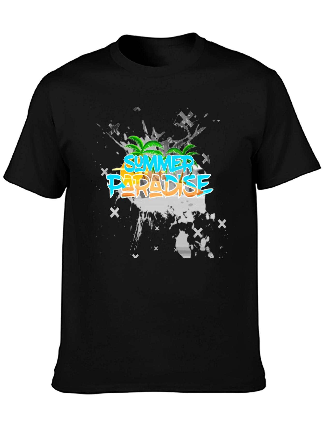 Black Summer Paradise Graphic T-Shirt view 3