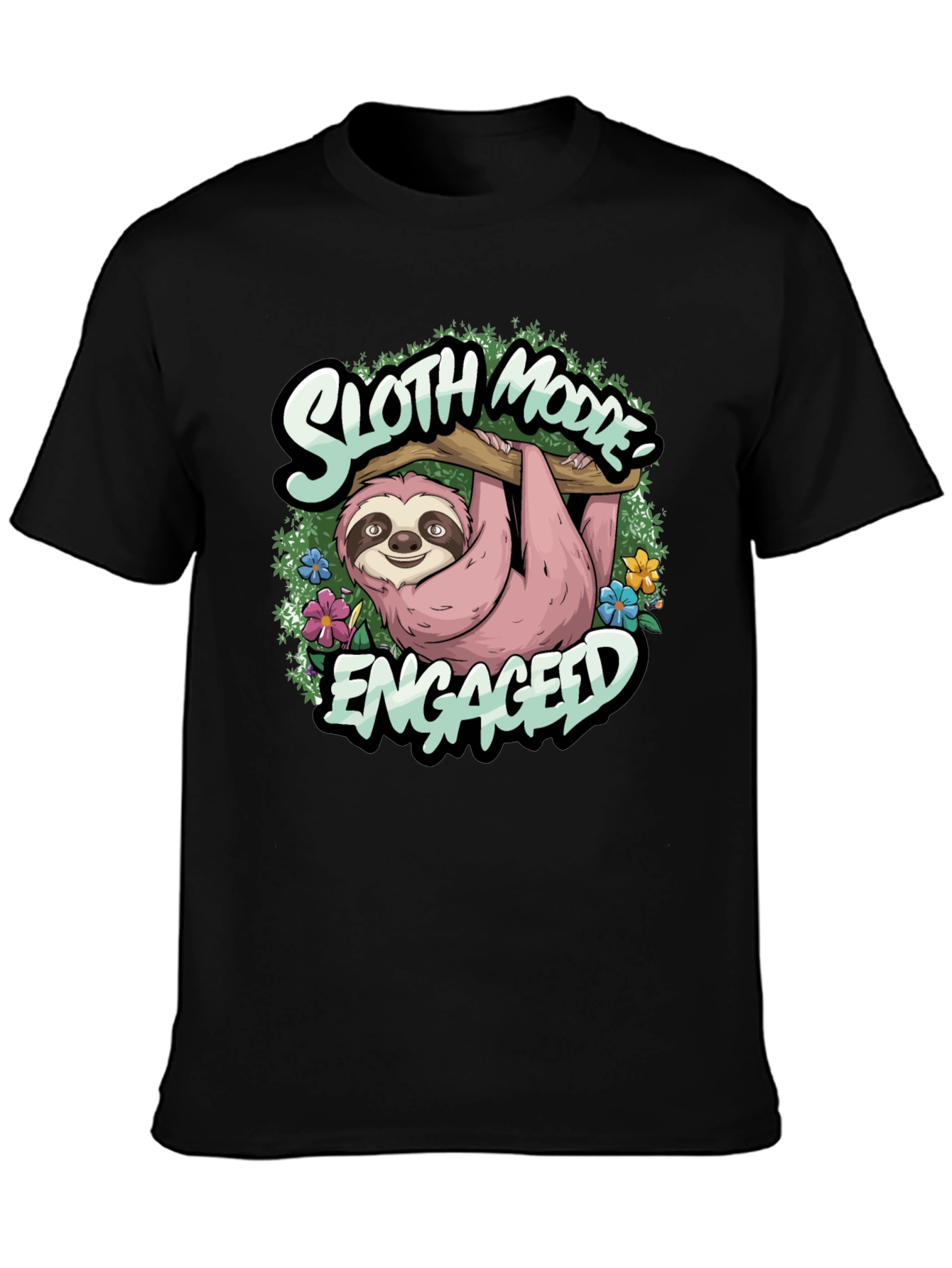 Black Sloth Mode Engaged Tee - Relaxed Casual Wear view 3