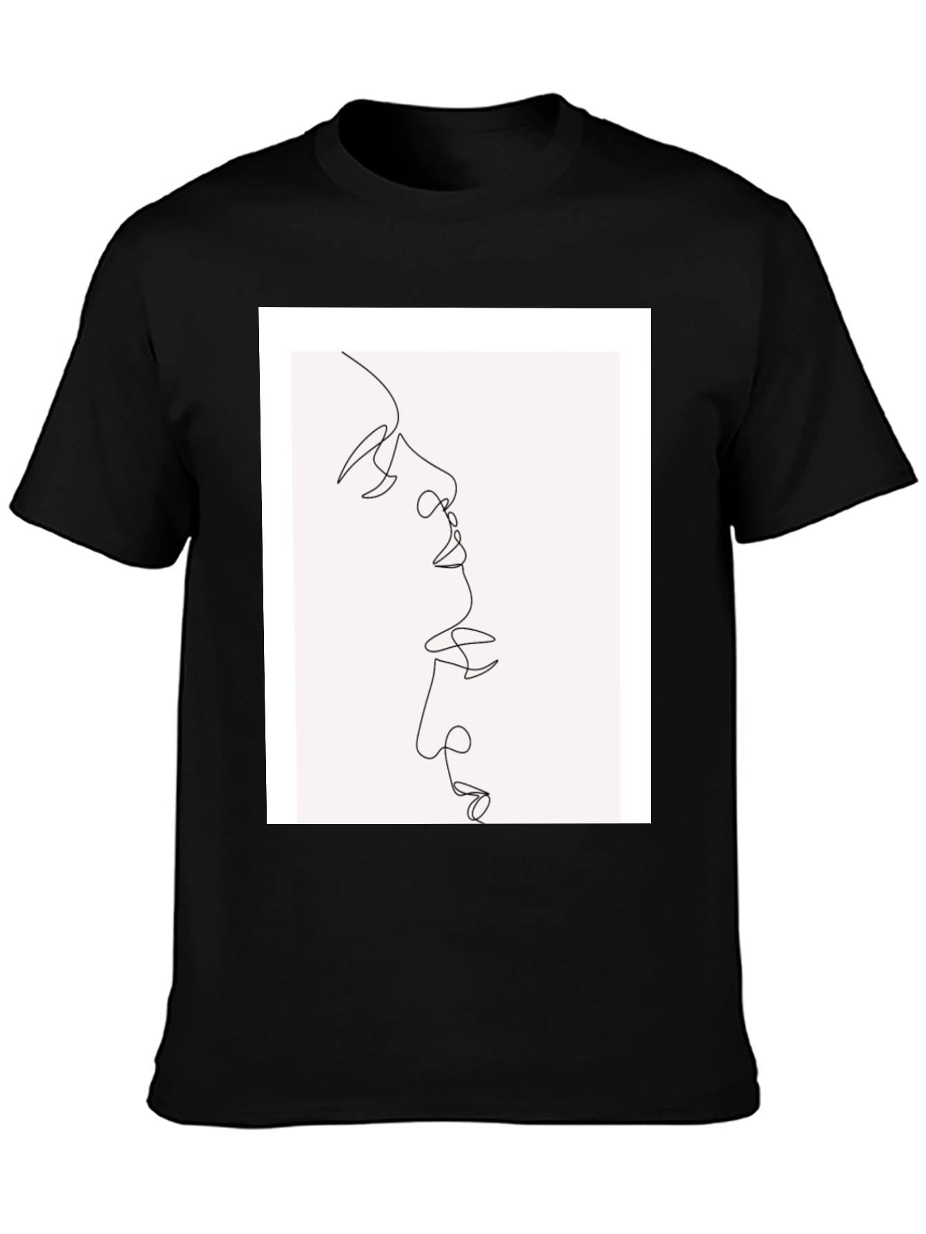 Black Abstract Line Art Graphic Tee view 3