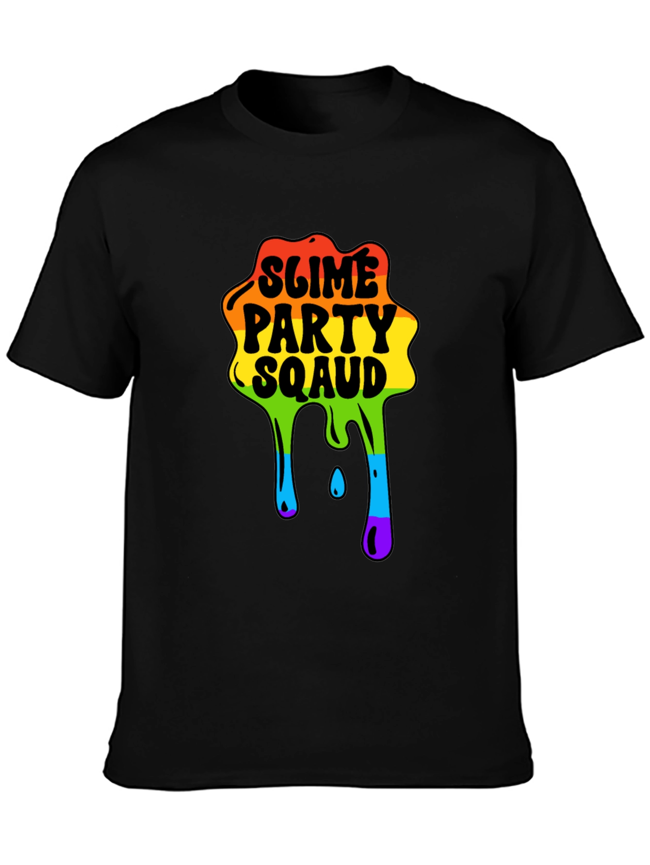Black Slime Party Squad Tee Rainbow Drip Graphic view 3