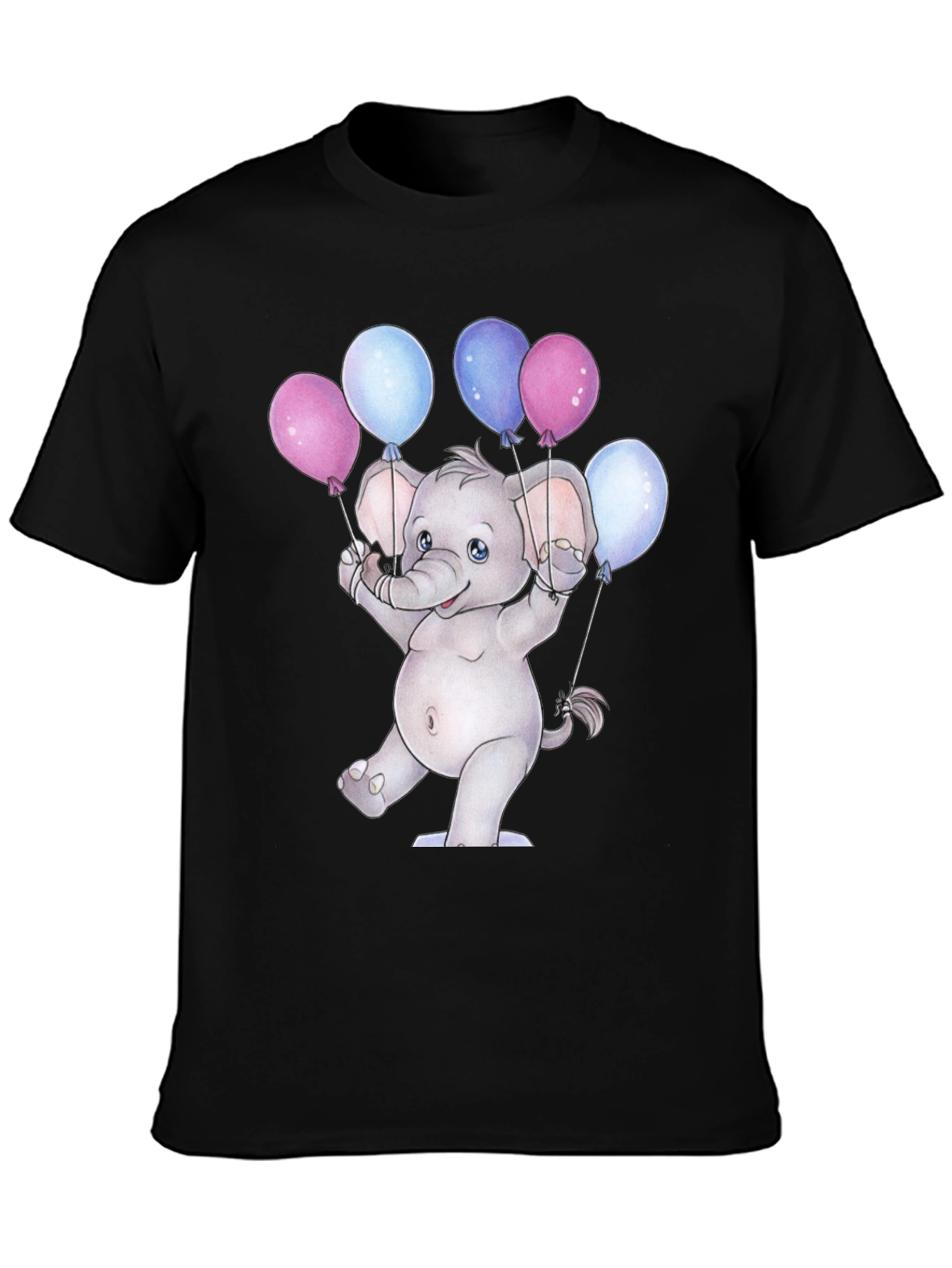 Black Elephant Balloons Graphic T-Shirt view 3