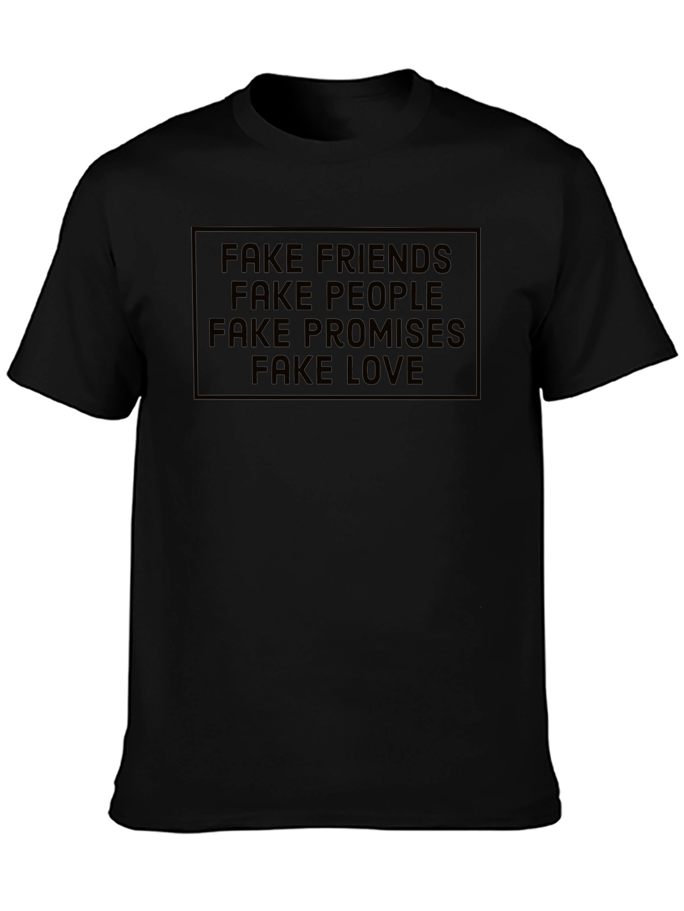 Black Fake Friends Graphic Print T-Shirt view 3