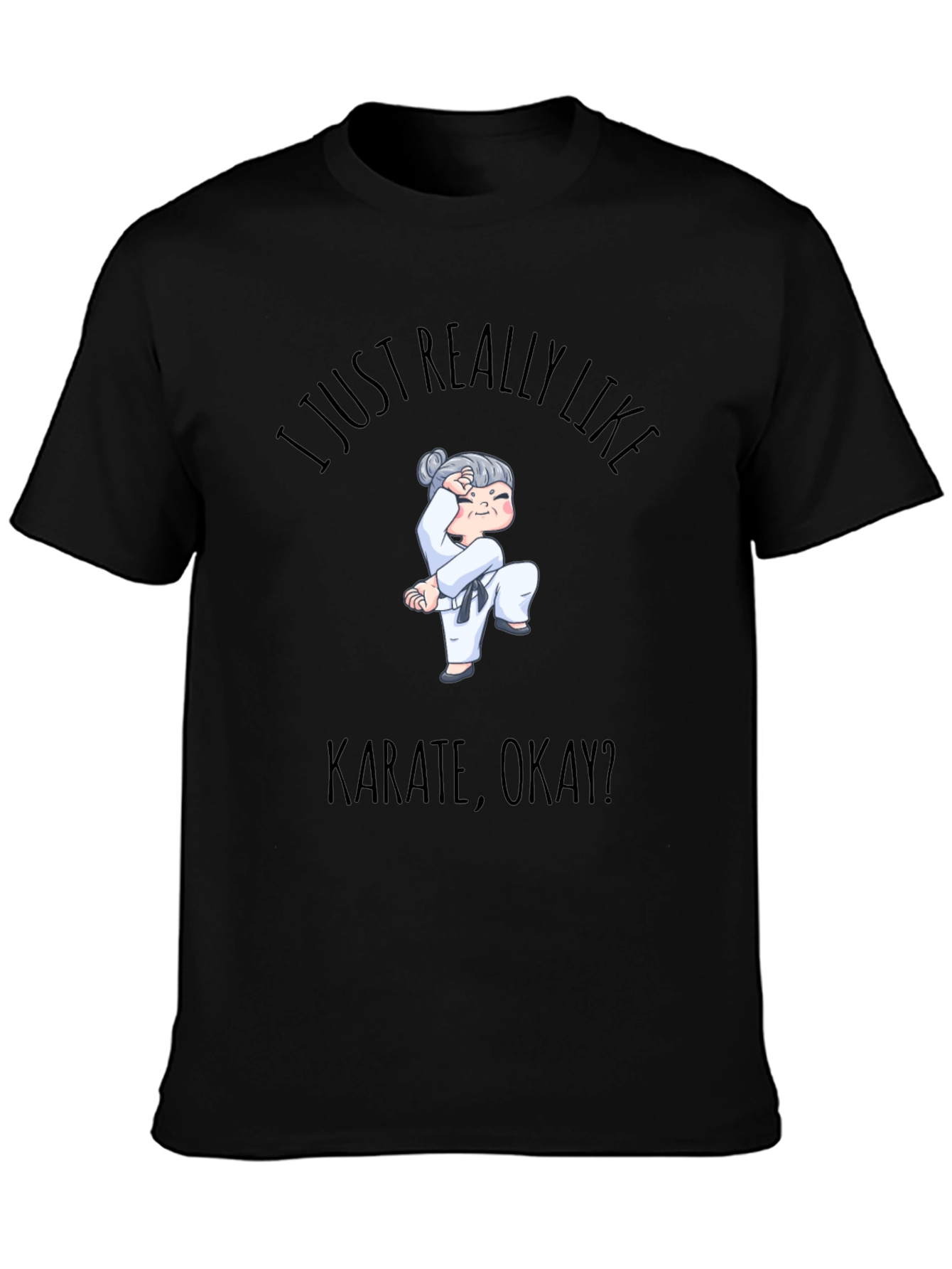 Black Karate Grandma Black T-Shirt view 3