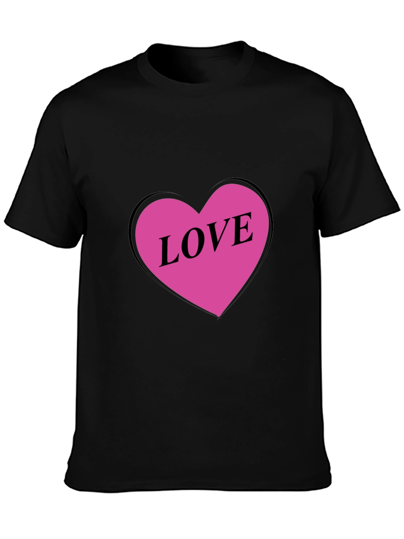 Black Love Heart Graphic Black T-Shirt view 3
