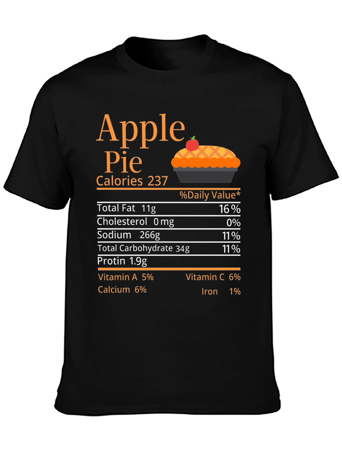 Black Apple Pie Nutrition Facts T-Shirt view 3