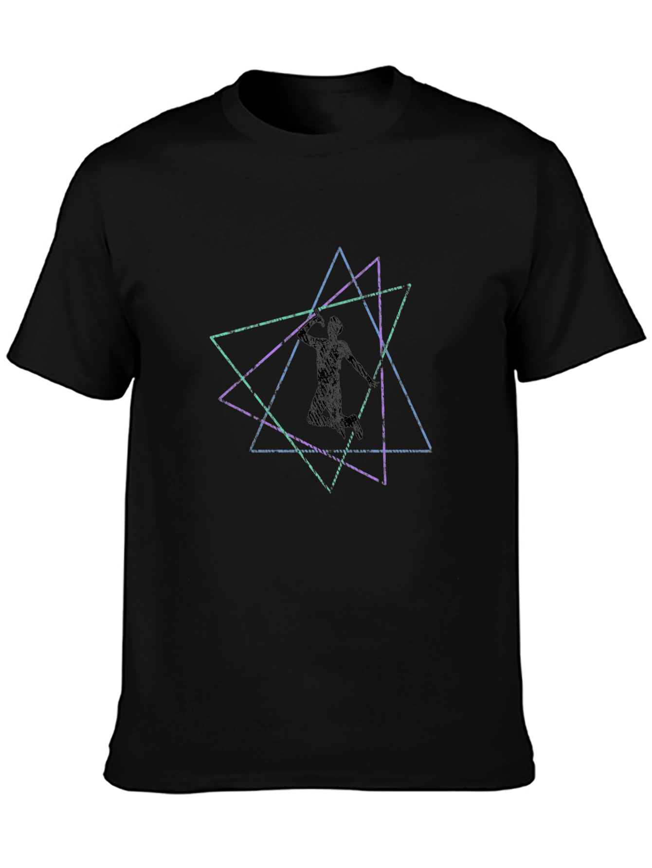 Black Geometric Athlete Graphic Black Tee view 3
