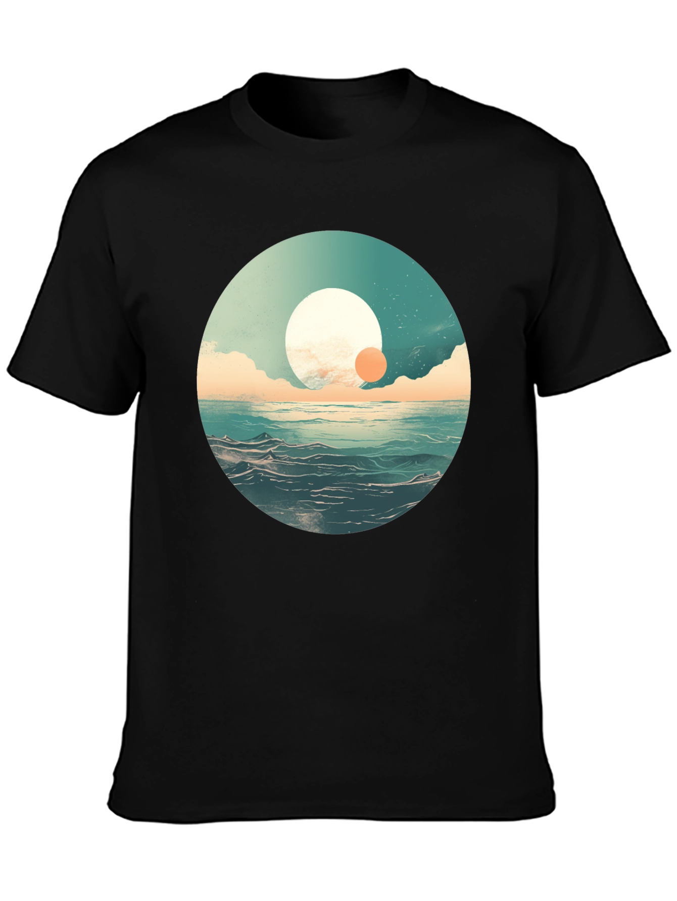Black Ocean Sunrise Graphic Tee - Black Crew Neck view 3