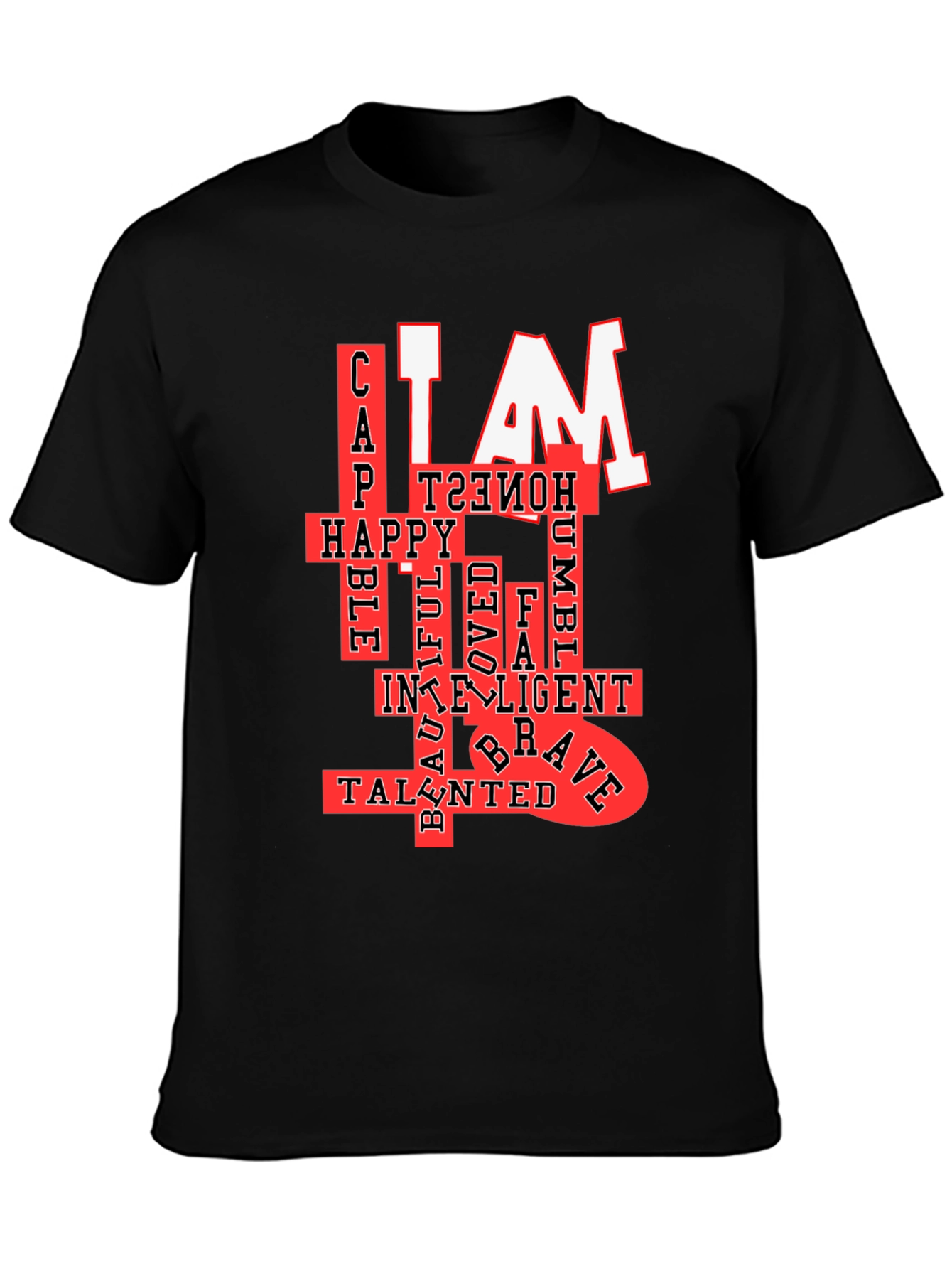 Black I AM T-Shirt: Confident, Happy & Talented  view 3