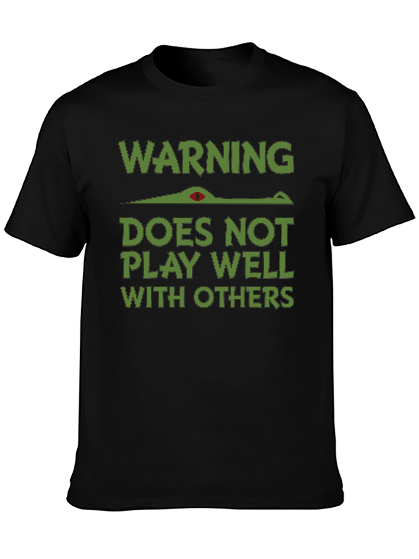 Black Warning: Does Not Play Well With Others T-Shirt view 3