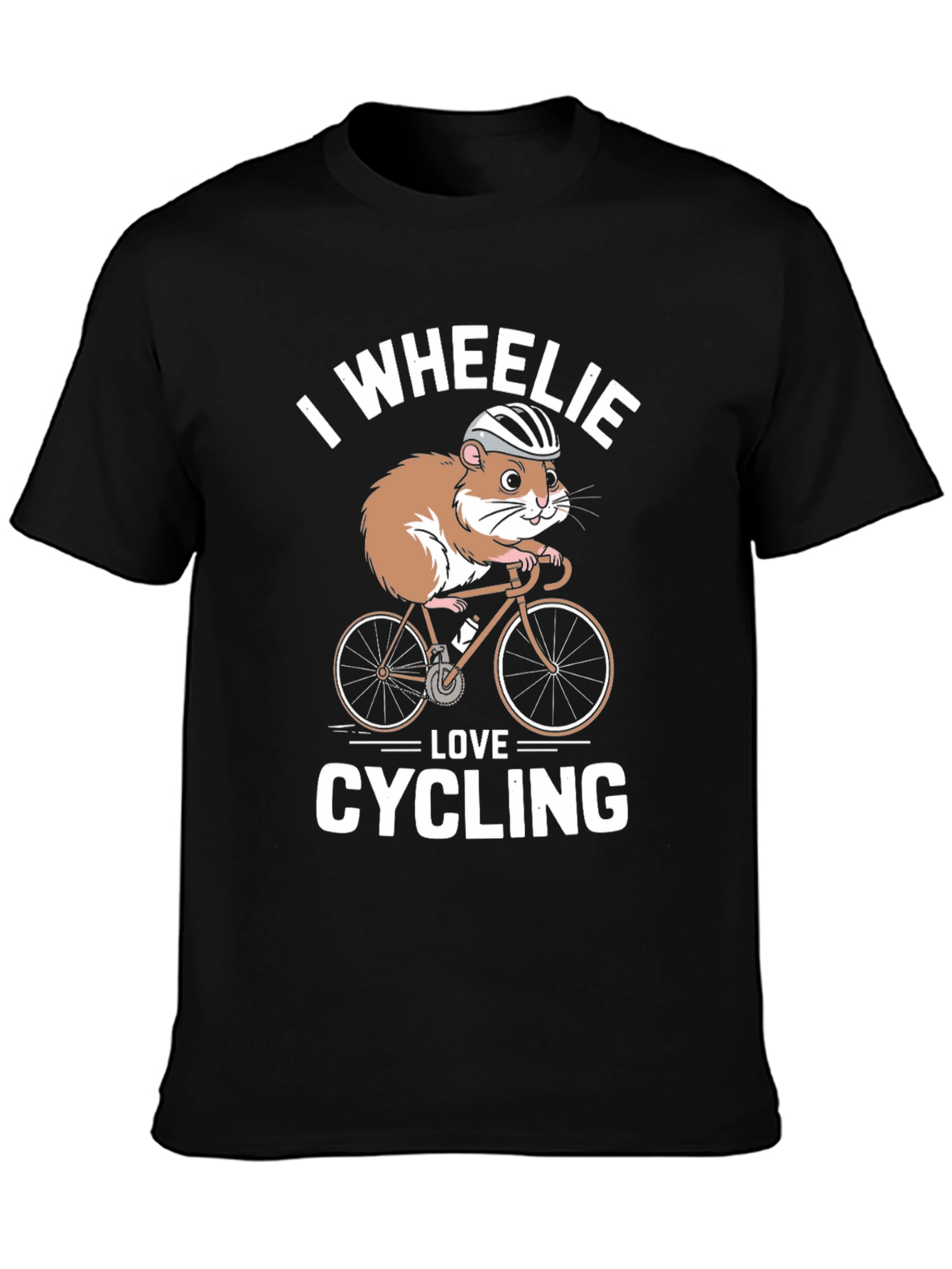 Black Hamster Cycling T-Shirt - "I Wheelie Love Cycling" view 3