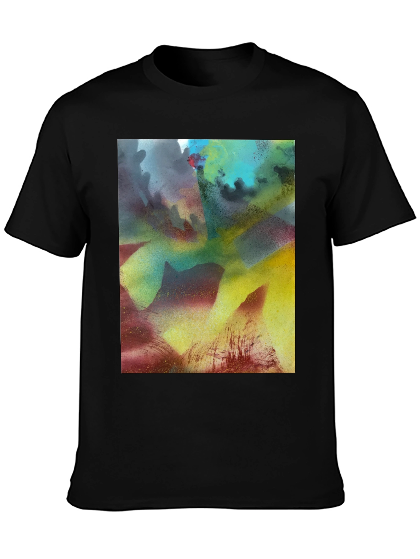 Black Abstract Art Print Black Crew Neck Tee view 3