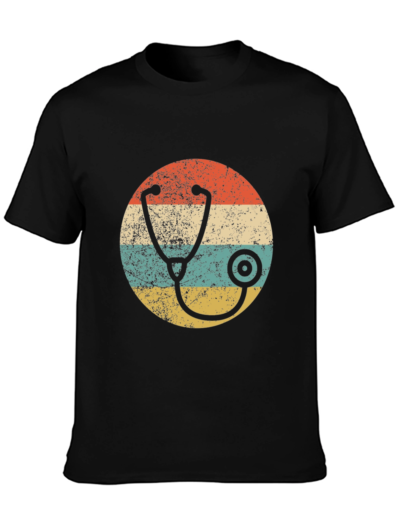 Black Retro Stethoscope Graphic Tee view 3