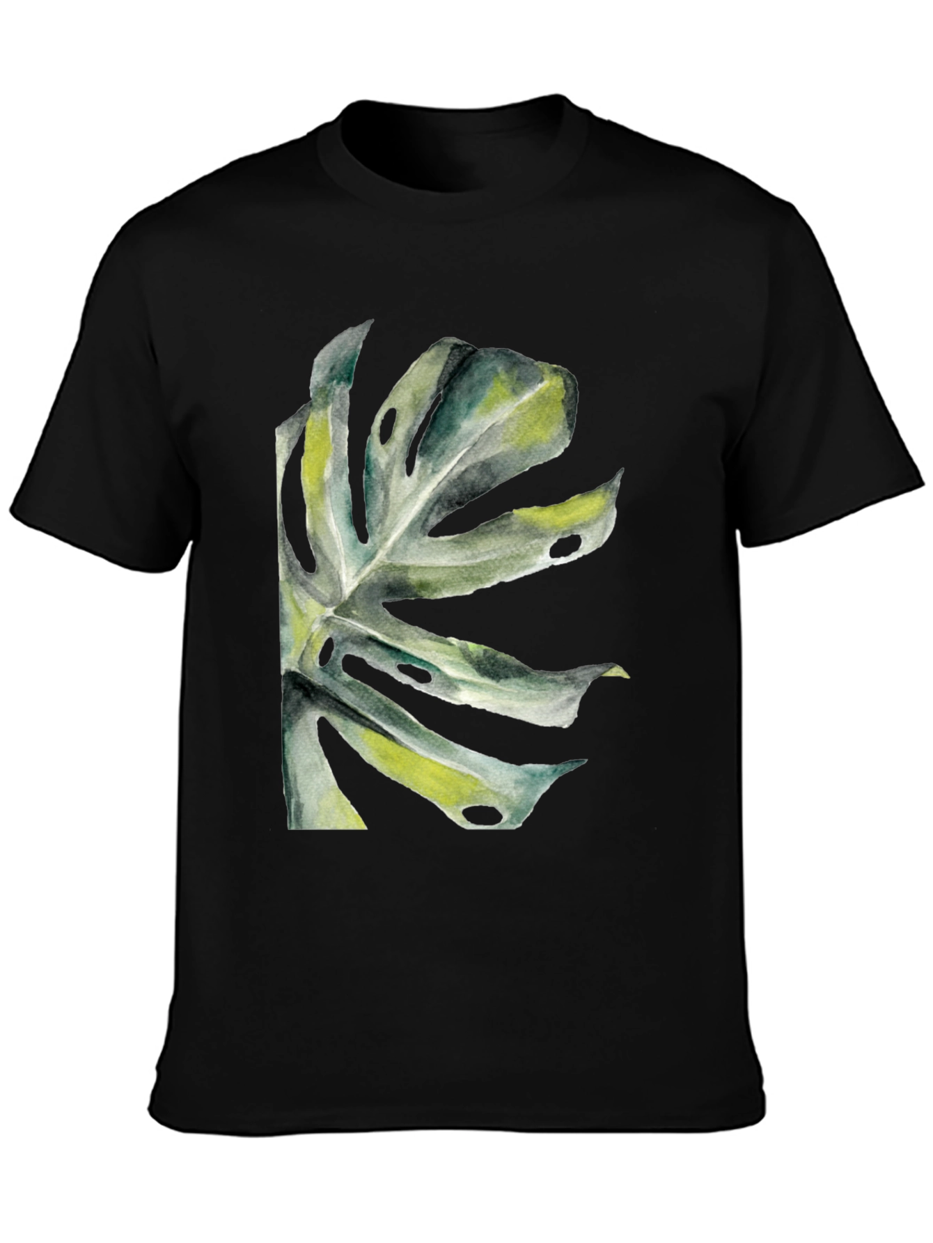 Black Tropical Leaf Graphic T-Shirt - Black view 3