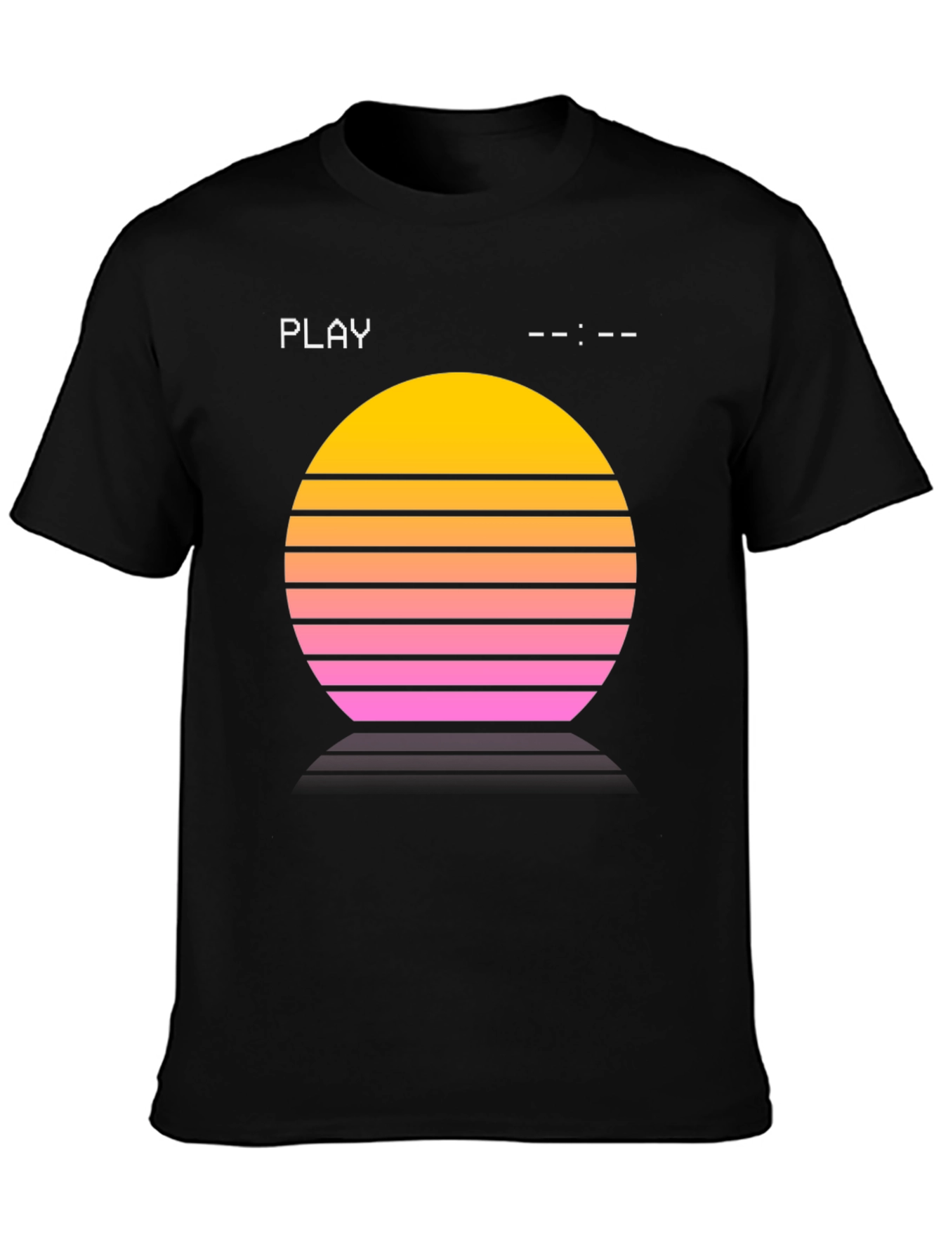 Black Retro Sunset Tee - Synthwave Style view 3