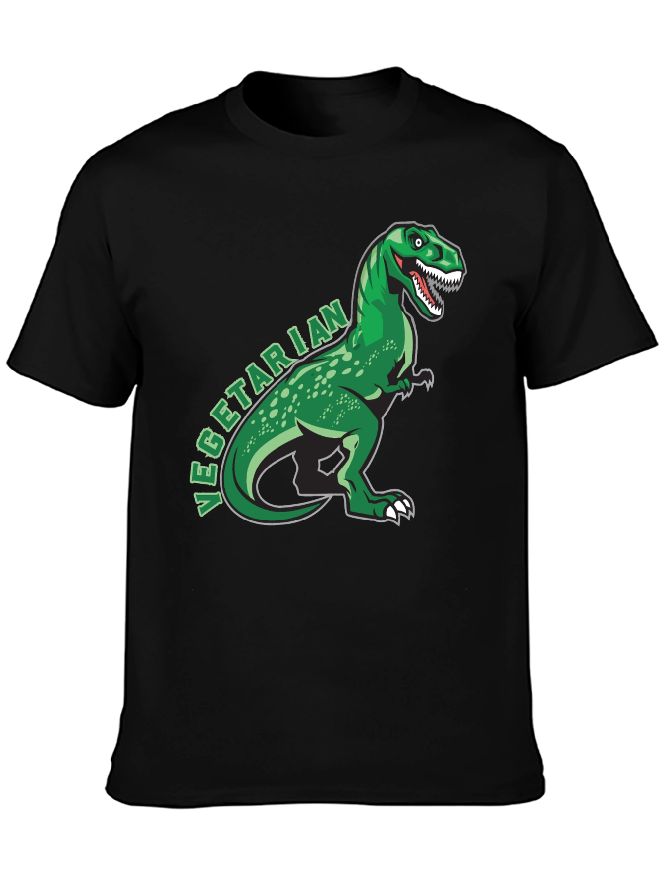 Black Vegetarian Dinosaur T-Shirt - Funny Graphic Tee view 3