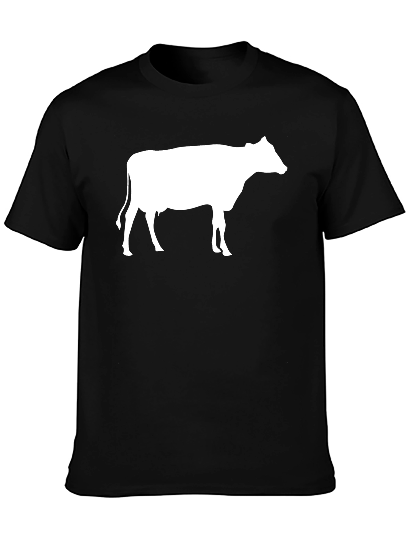 Black Cow Graphic Black T-Shirt - Soft Cotton Crew Neck view 3