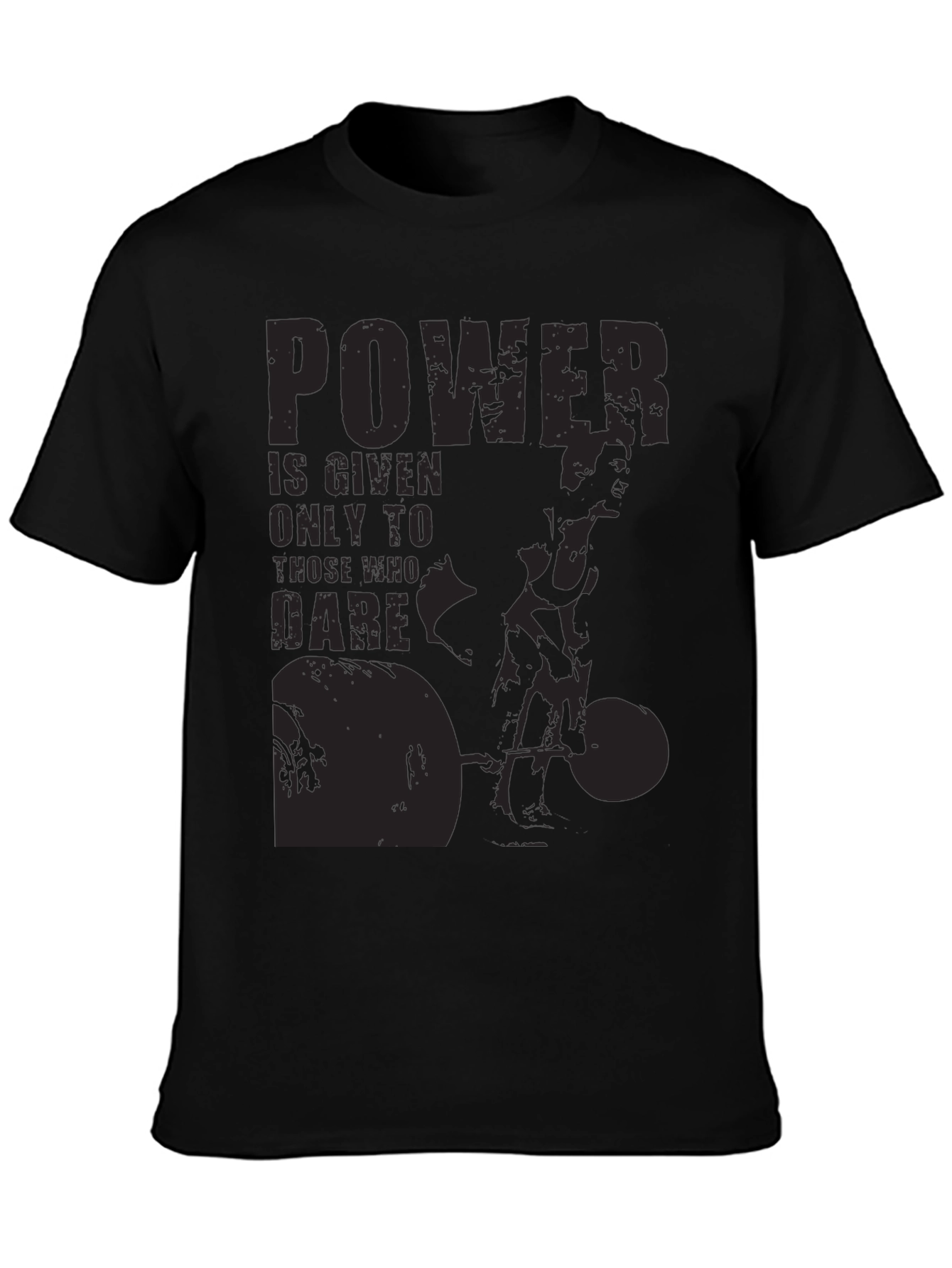 Black Powerlifting Graphic Print T-Shirt view 3