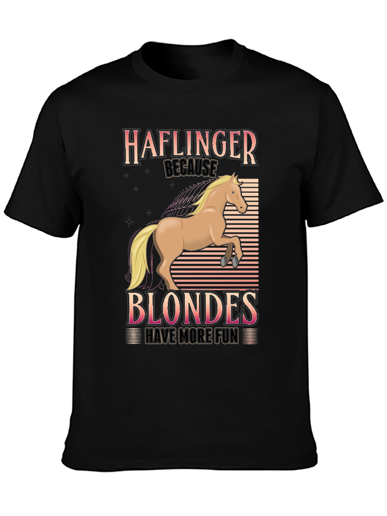 Black Haflinger Blondes Have More Fun T-Shirt view 3