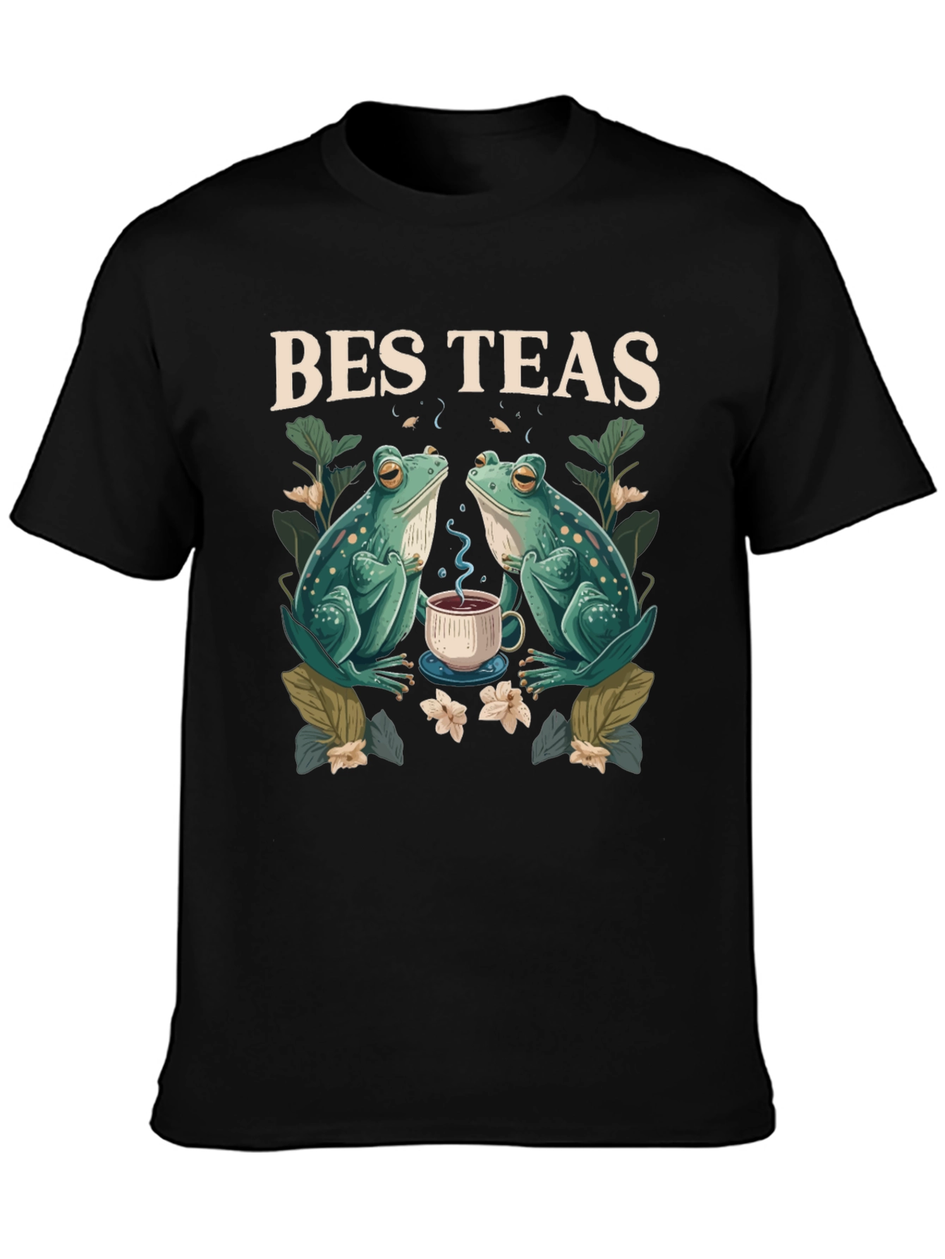 Black Bes Teas T-Shirt - Frog Tea Party view 3