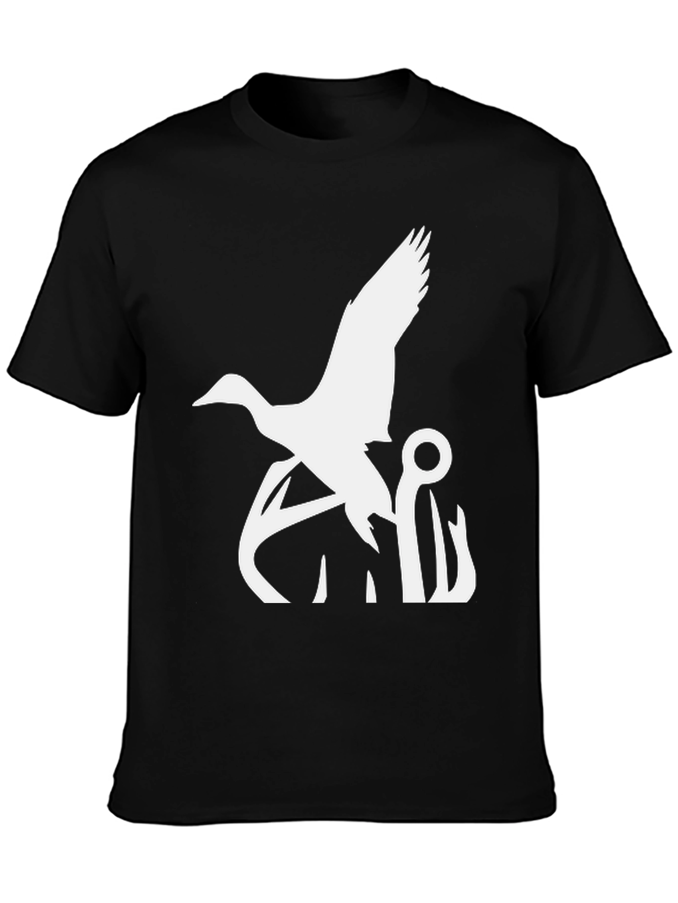 Black Duck and Hook Graphic Tee - Black Cotton Blend view 3