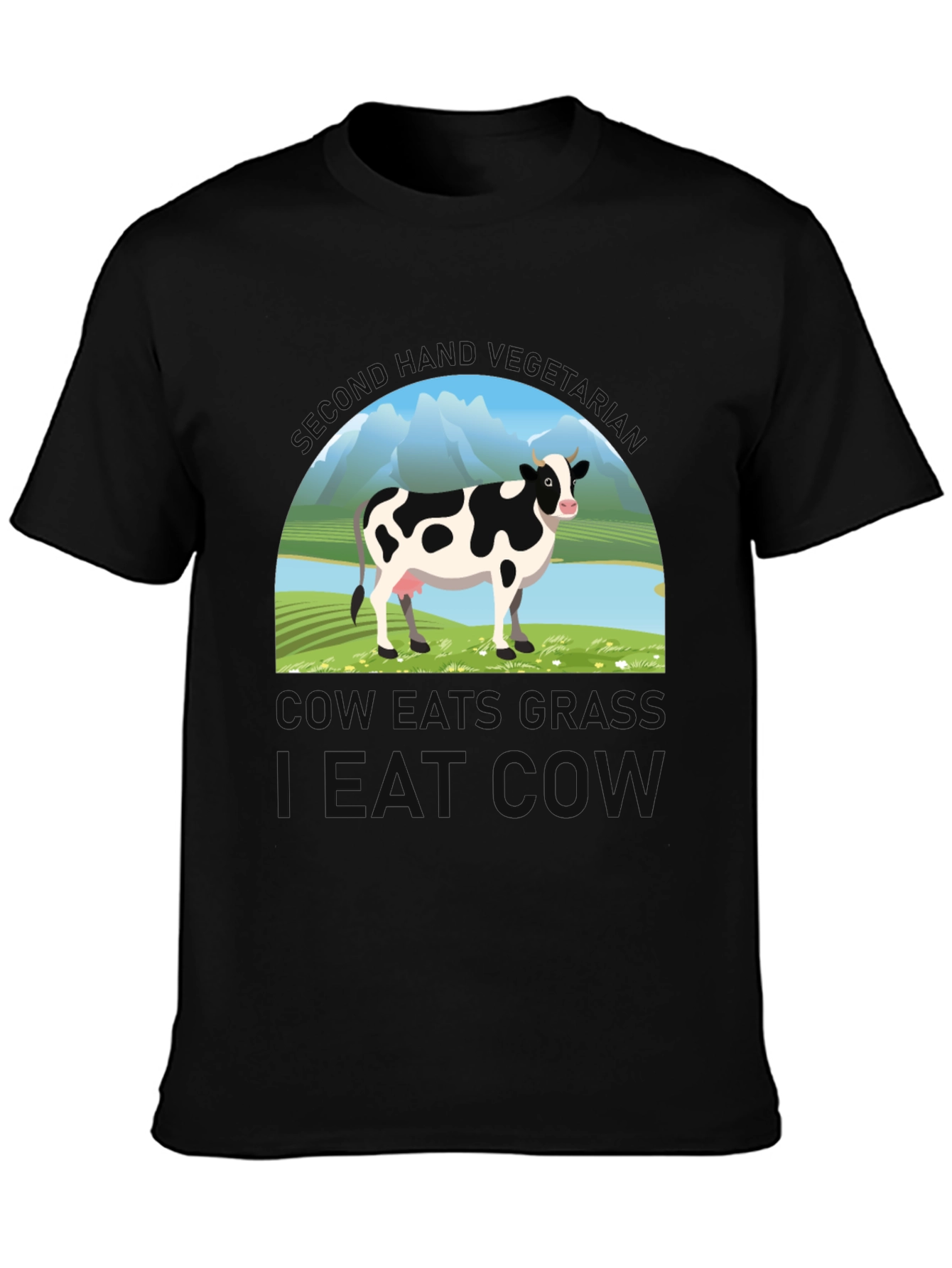 Black Eat Cow Graphic T-Shirt view 3