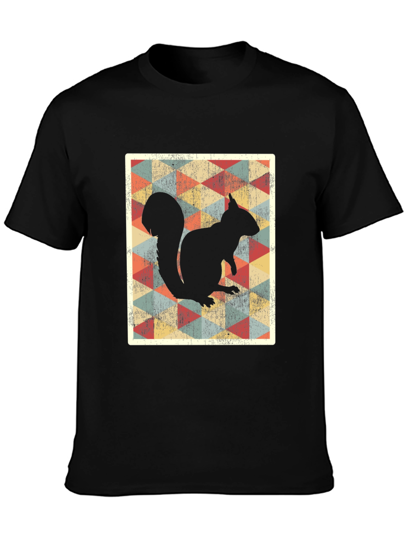 Black Retro Squirrel Graphic Tee - Black Cotton T-Shirt view 3