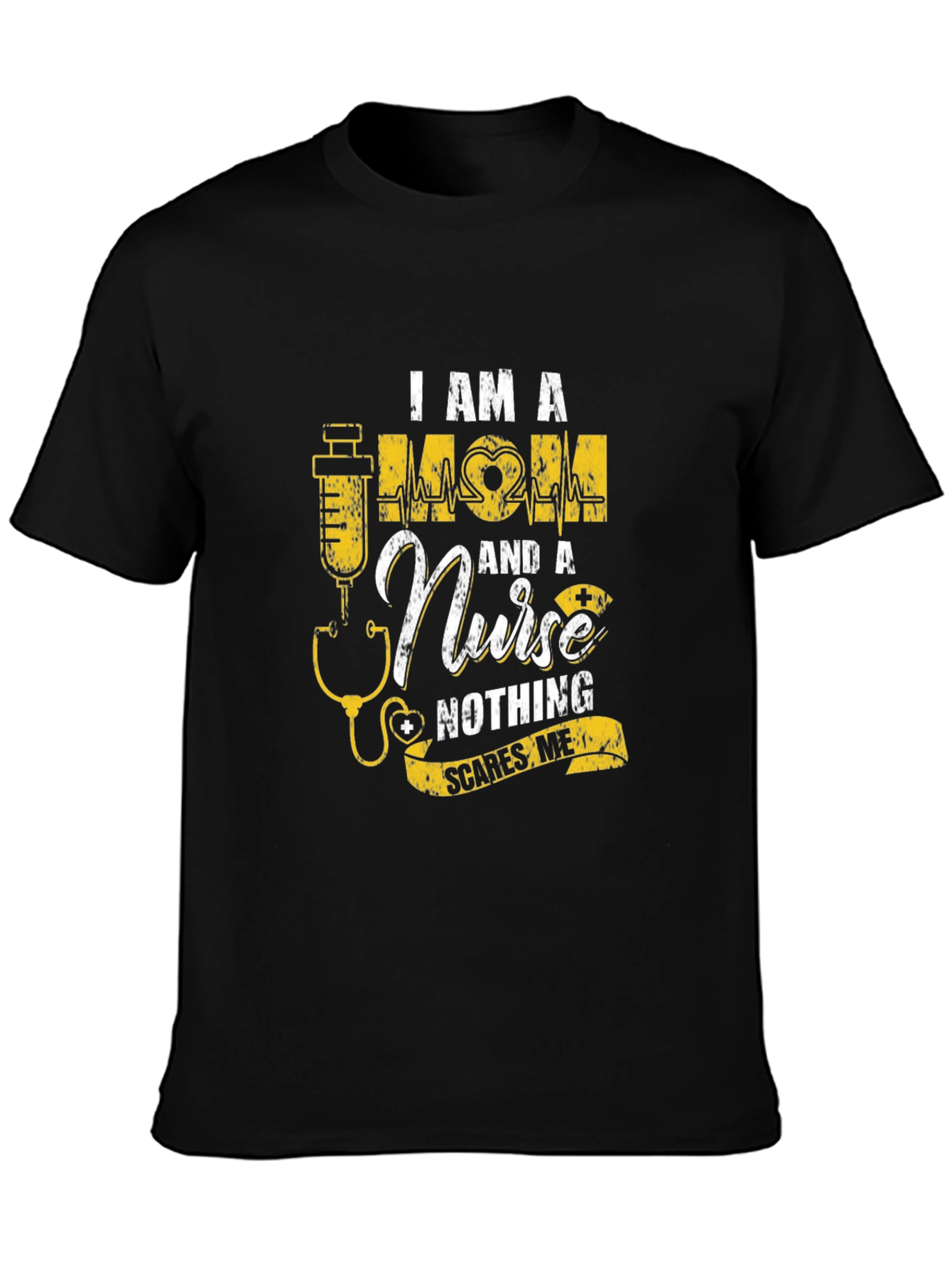 Black I Am a Mom and a Nurse T-Shirt view 3
