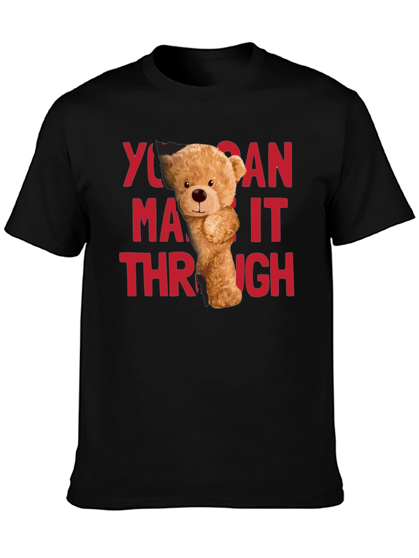 Black You Can Make It Through T-Shirt Bear Graphic view 3