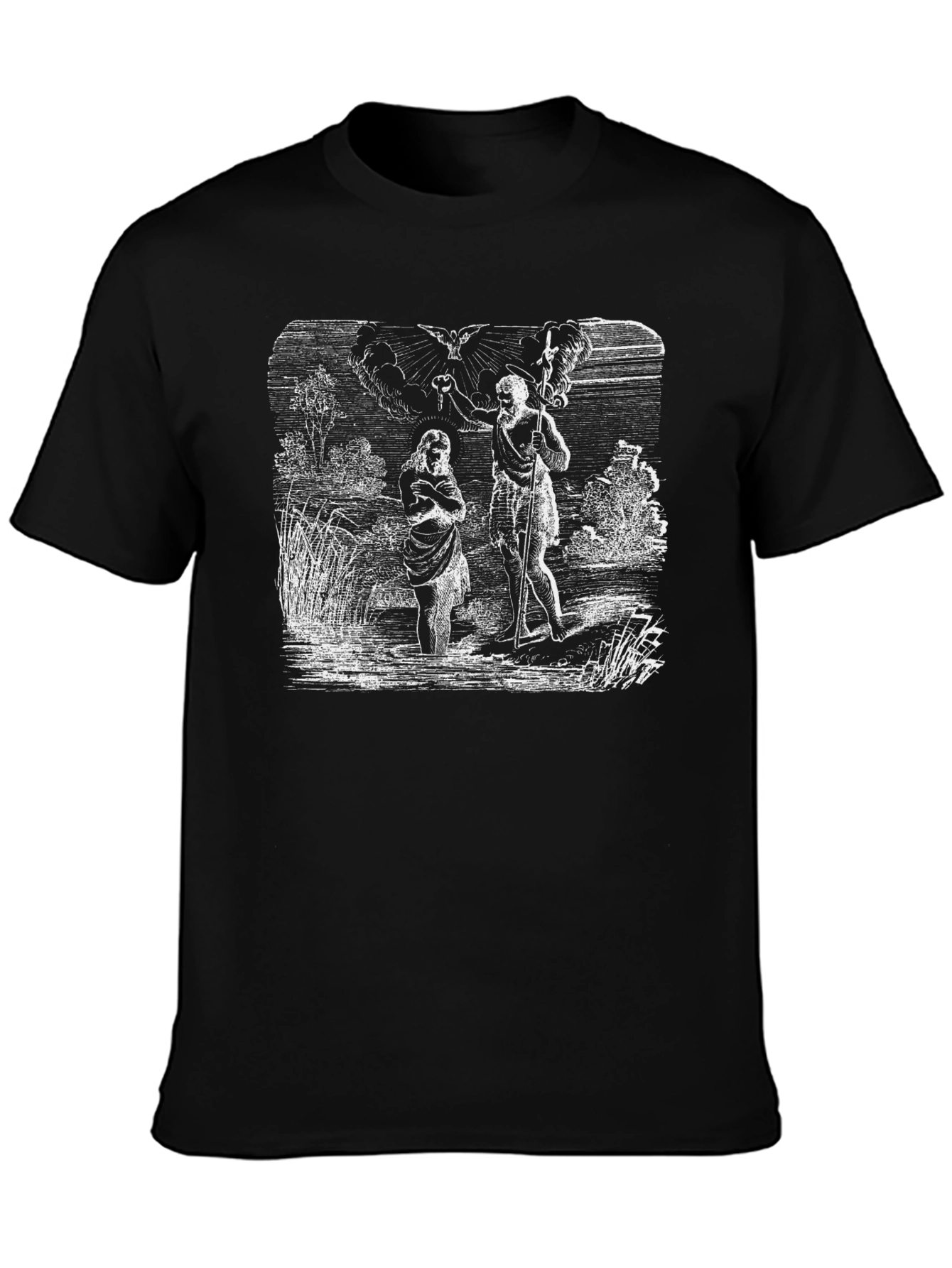 Black Vintage Baptism T-Shirt - Religious Art Tee view 3
