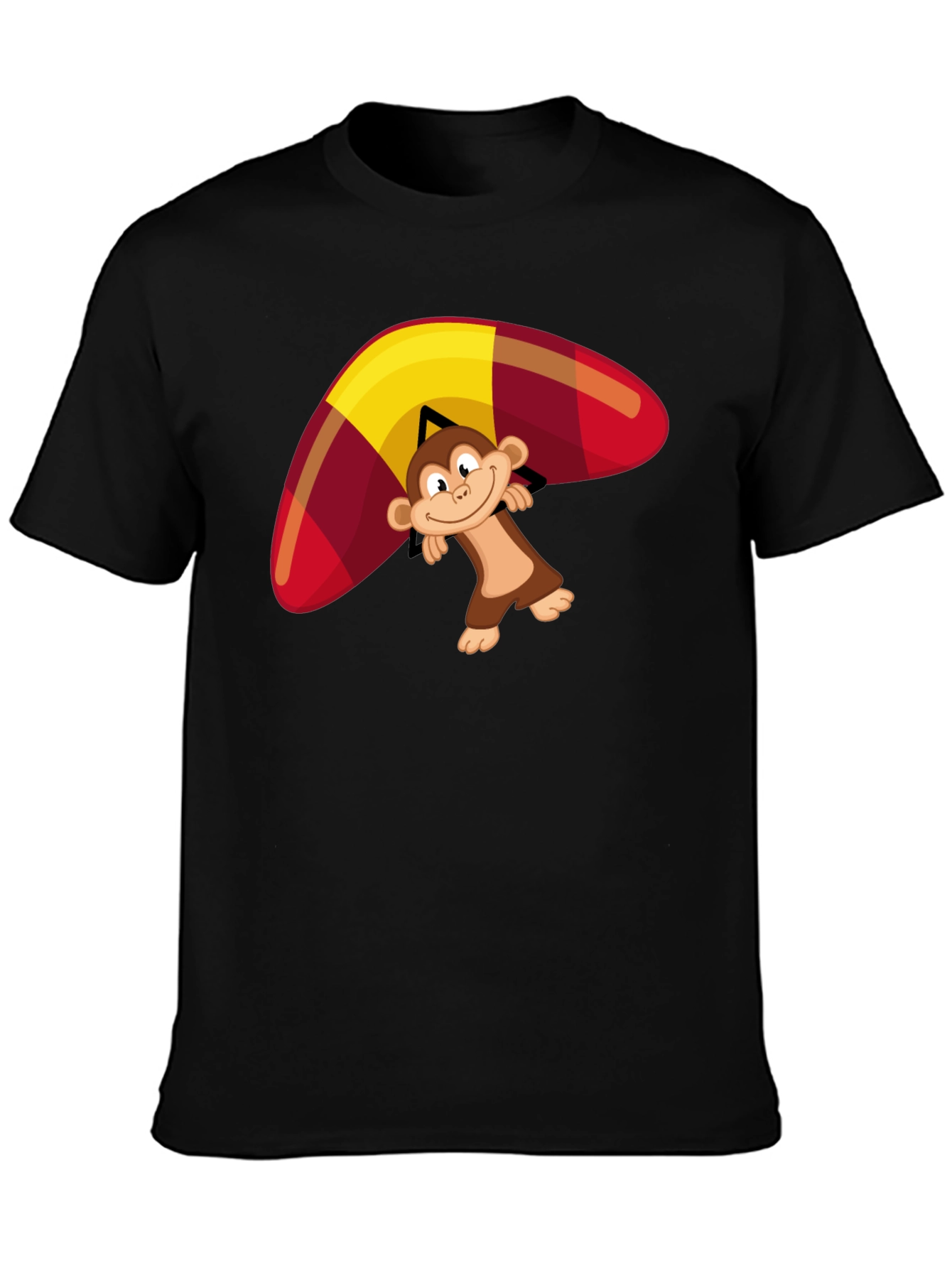Black Monkey Hang Gliding Graphic T-Shirt view 3