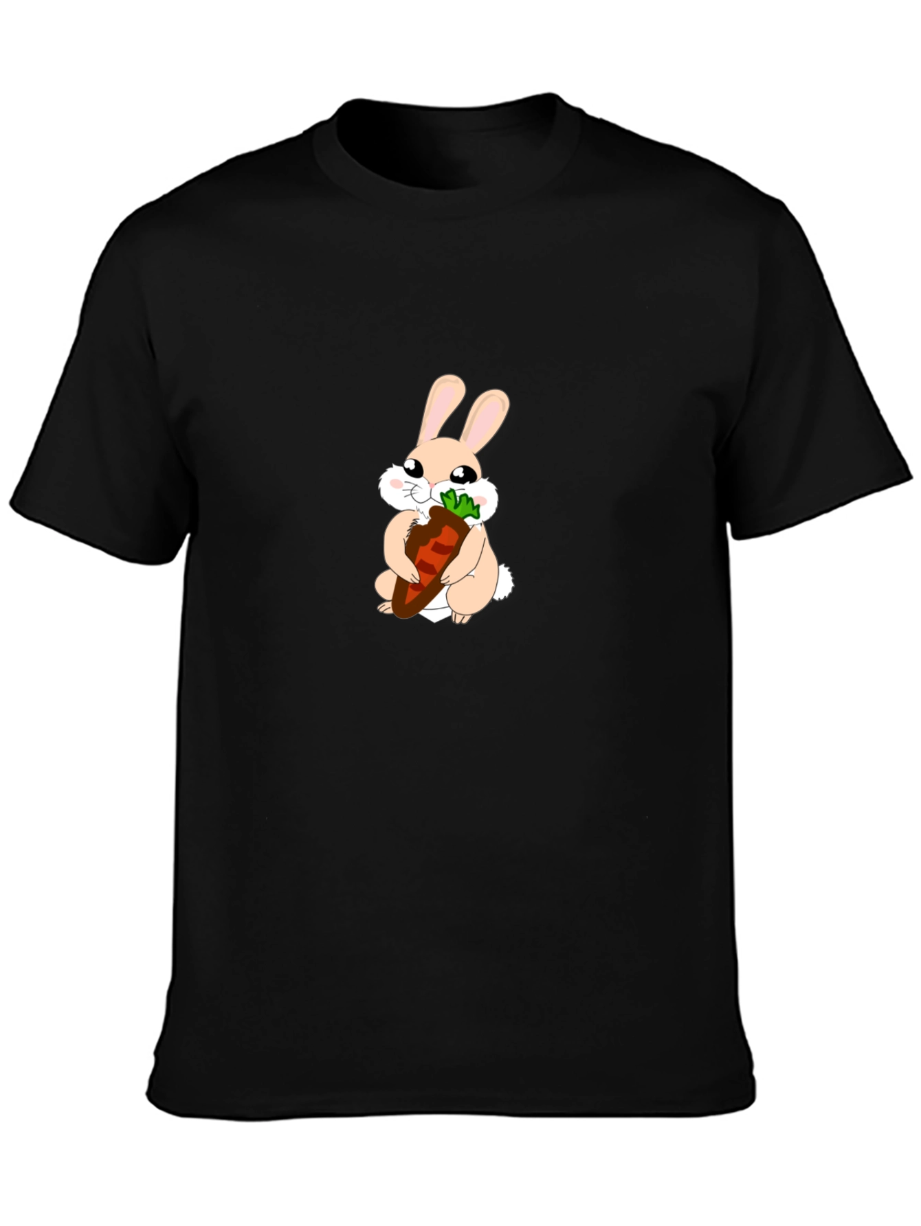 Black Cute Bunny Carrot Graphic Tee view 3