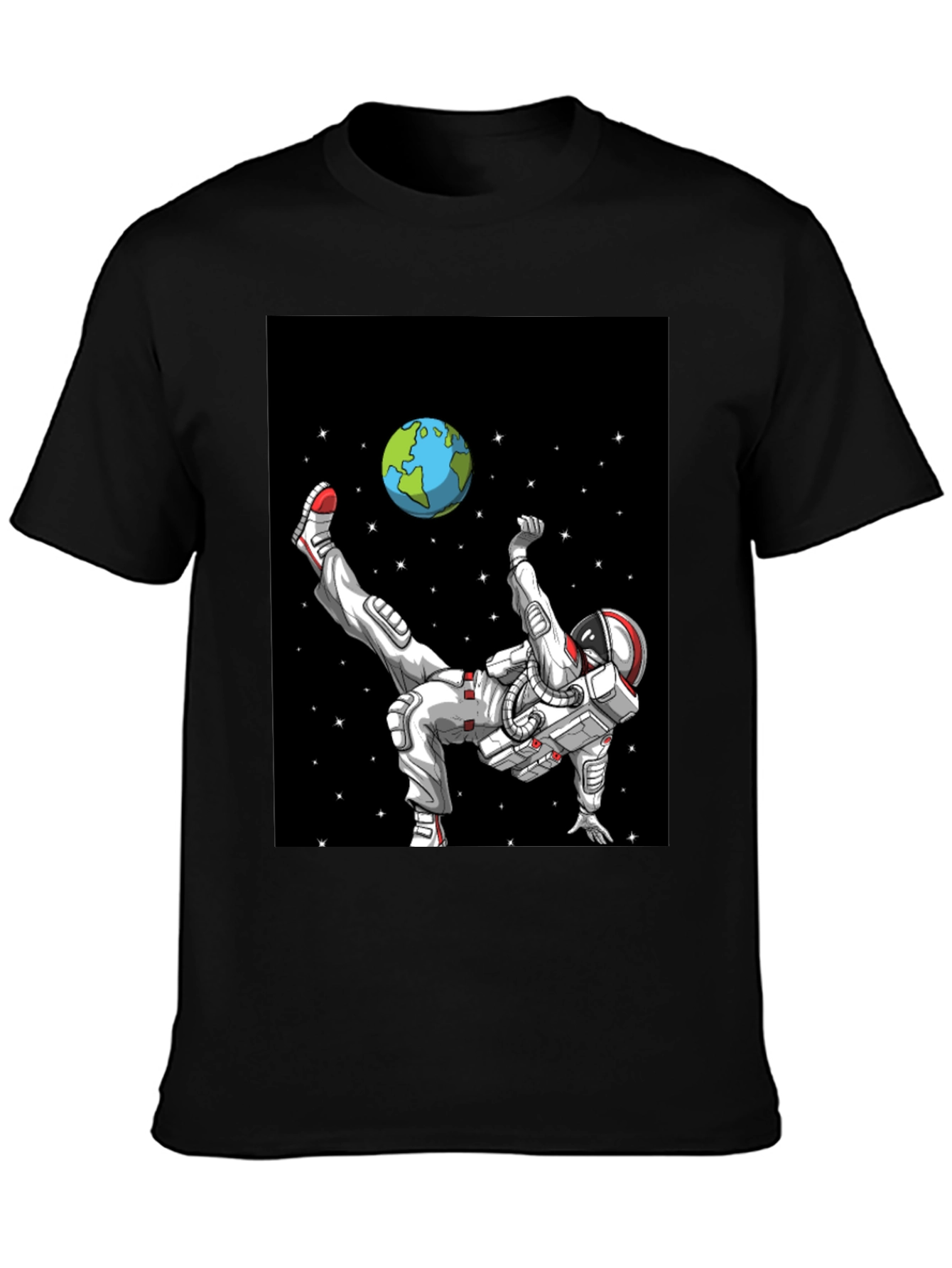 Black Astronaut Soccer T-Shirt - Space Kick! view 3