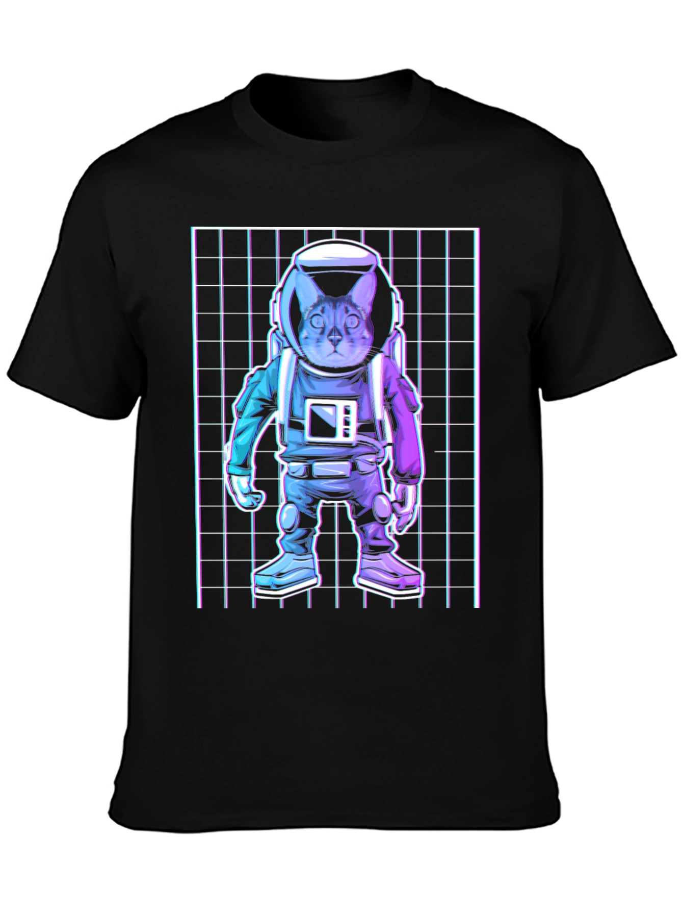 Black Cat Astronaut Graphic T-Shirt view 3