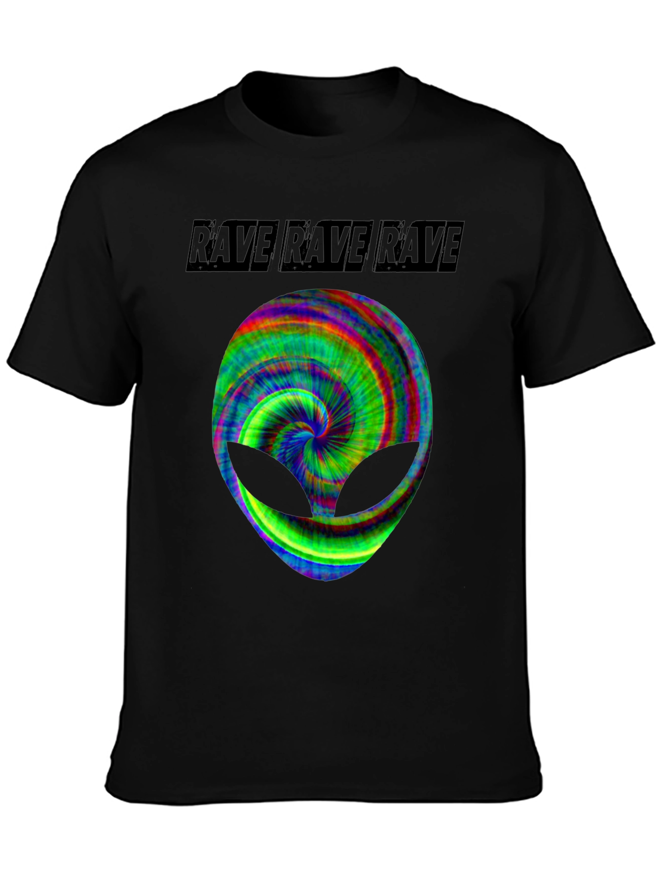 Black Rave Alien Graphic Tee - Black Cotton T-Shirt view 3