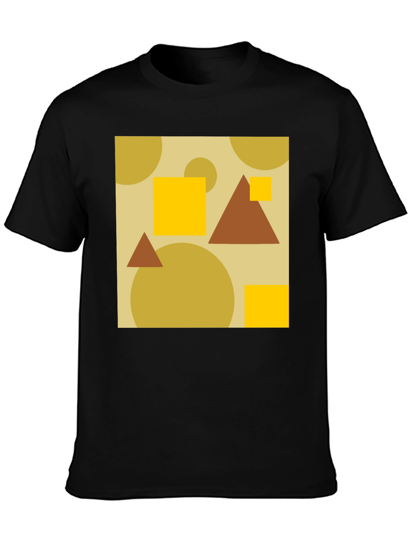 Black Geometric Pattern Black T-Shirt view 3