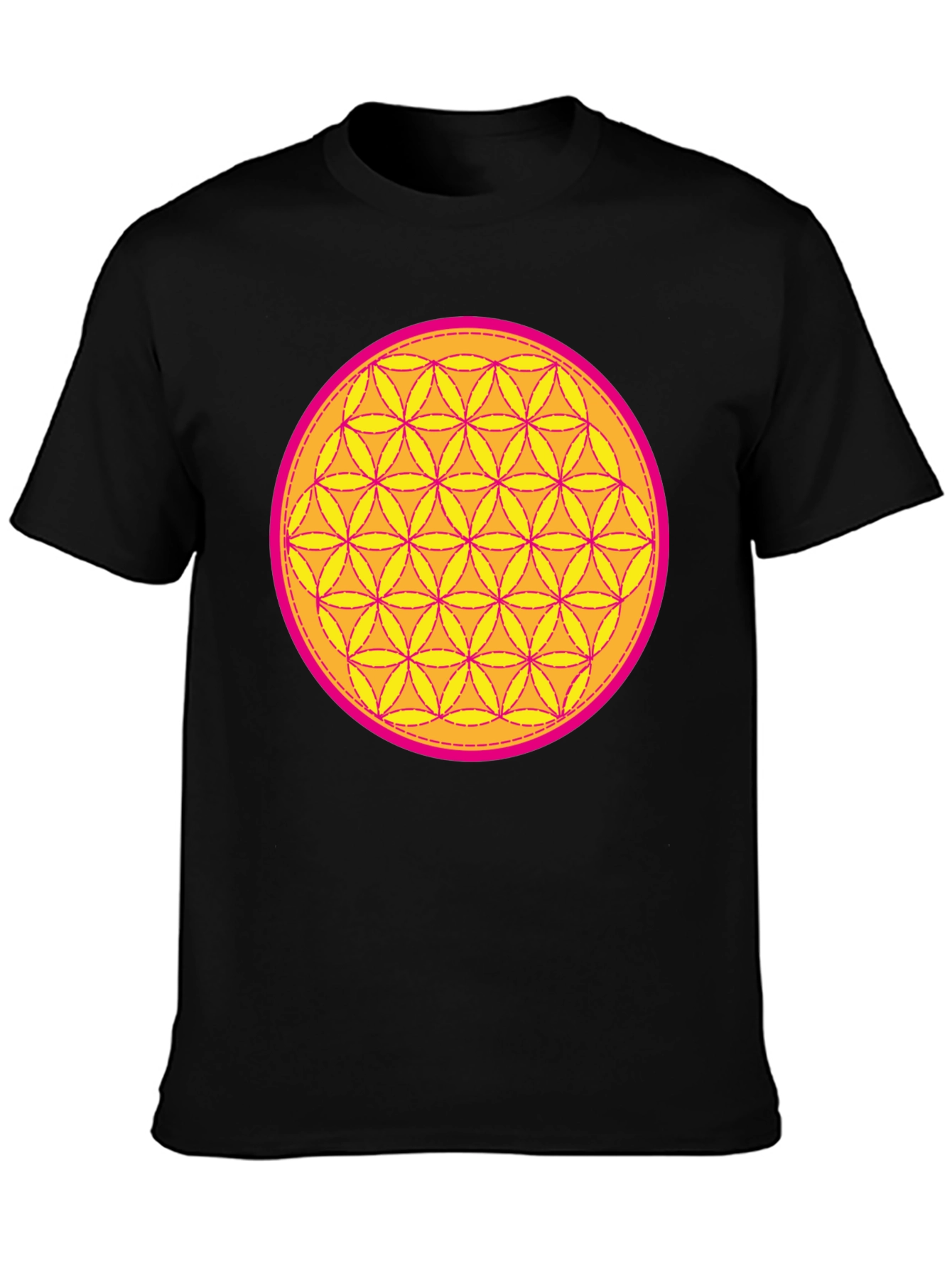 Black Sacred Geometry Flower of Life T-Shirt view 3