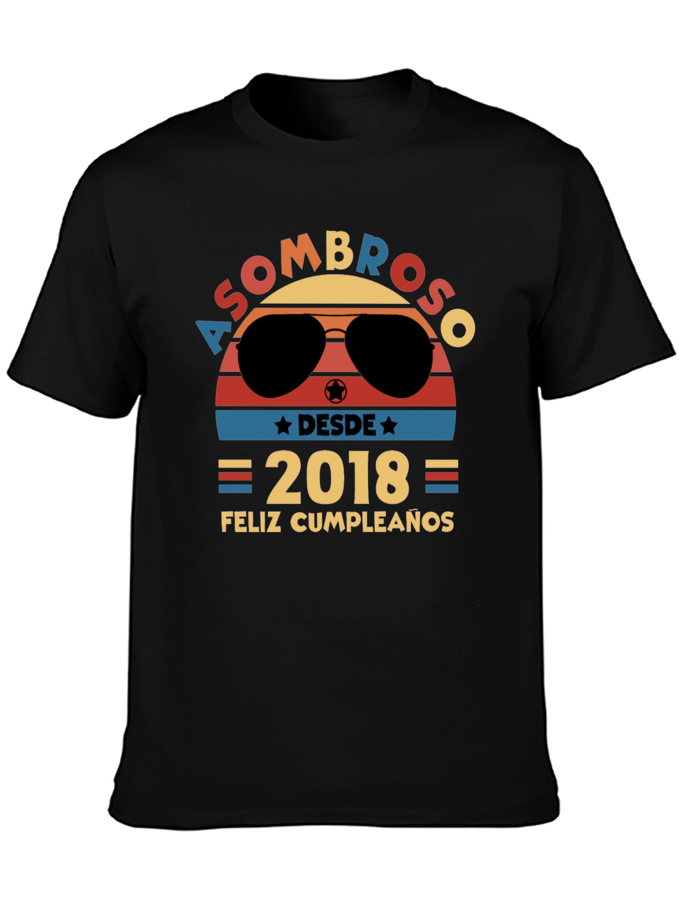 Black Asombroso Desde 2018 Feliz Cumpleaños Graphic Tee view 3