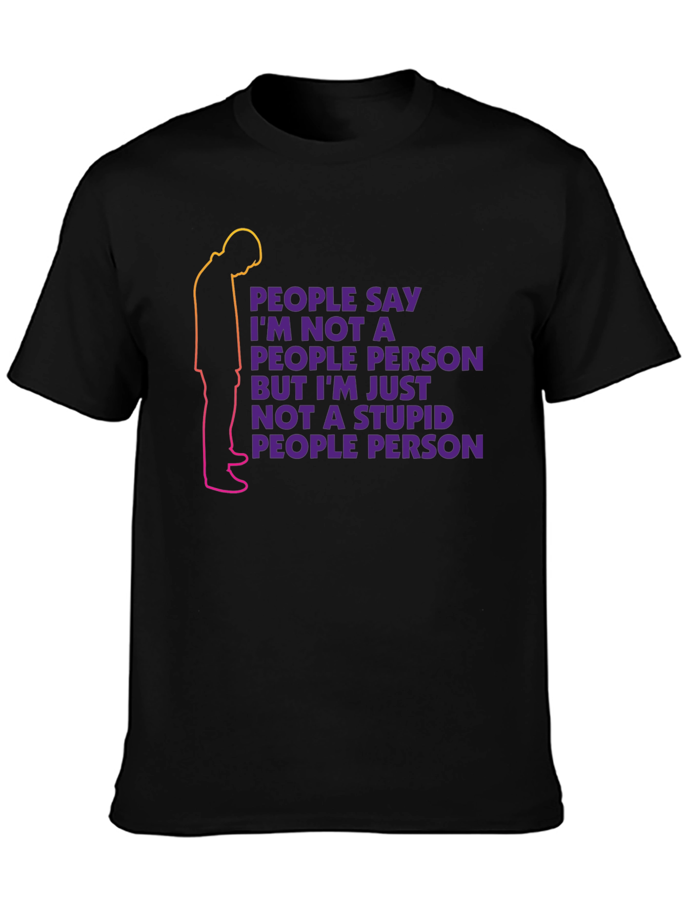 Black Introvert T-Shirt - People Person Quote view 3