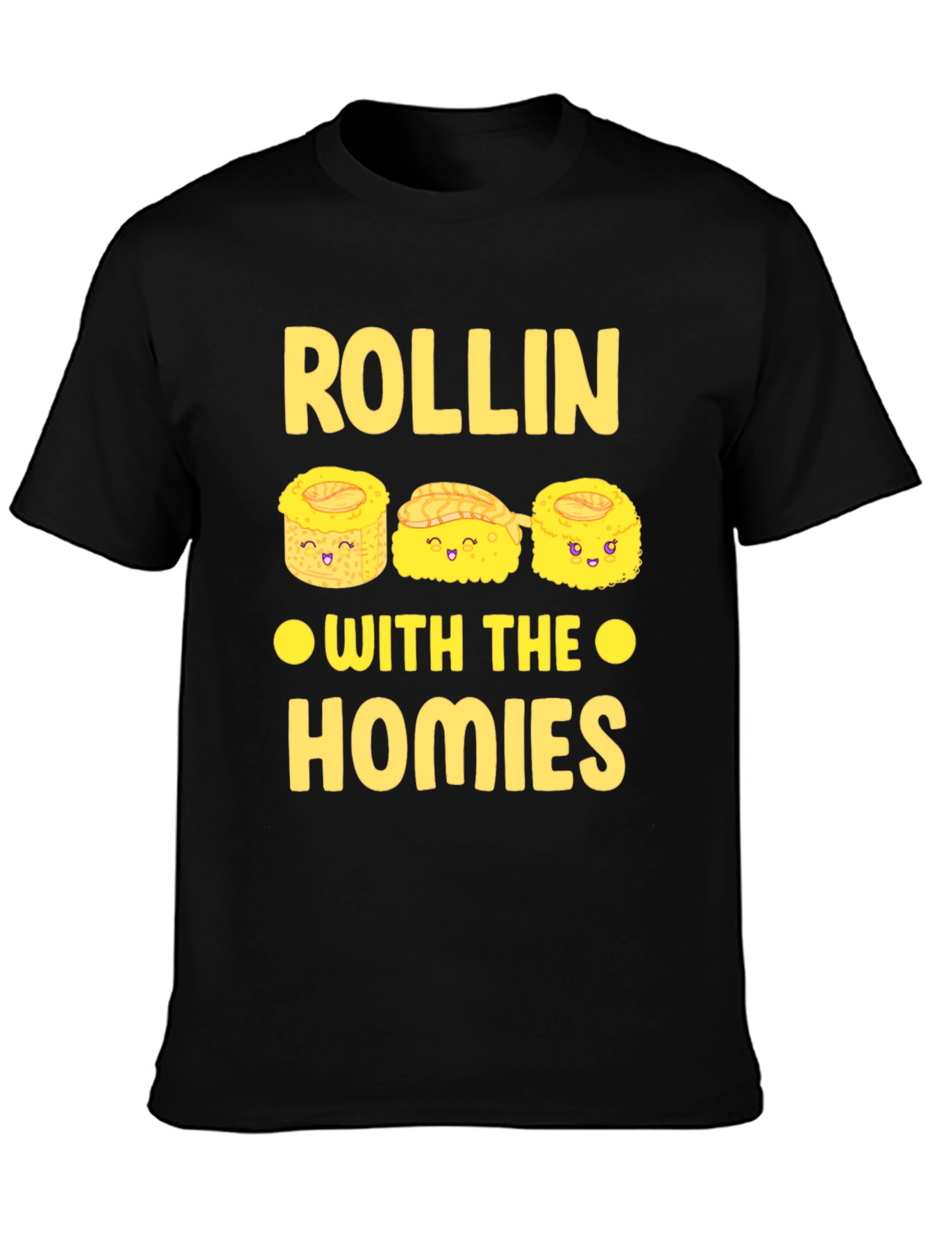 Black Rollin' With The Homies Sushi Graphic T-Shirt view 3