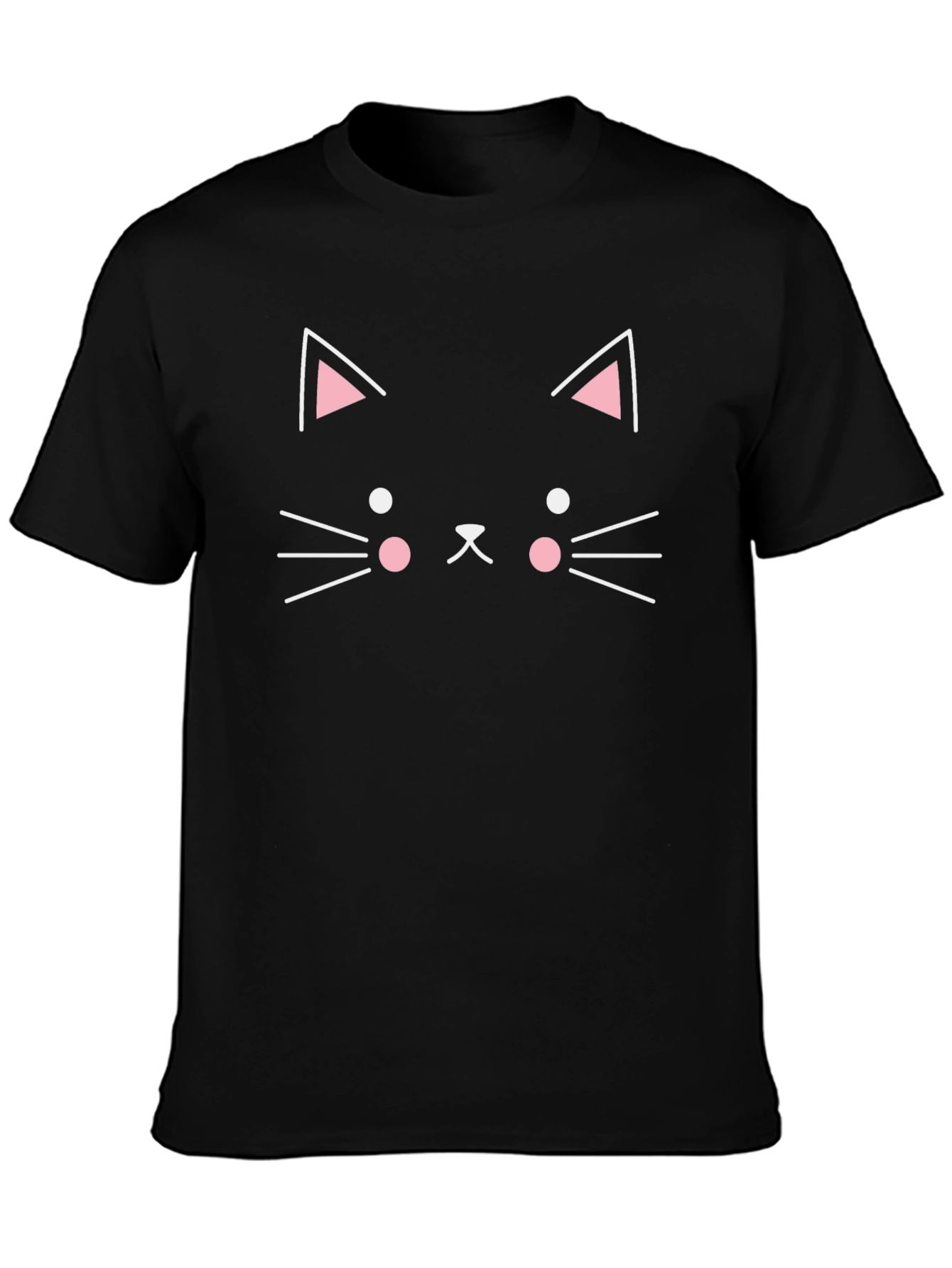 Black Cute Black Cat Face Graphic T-Shirt view 3