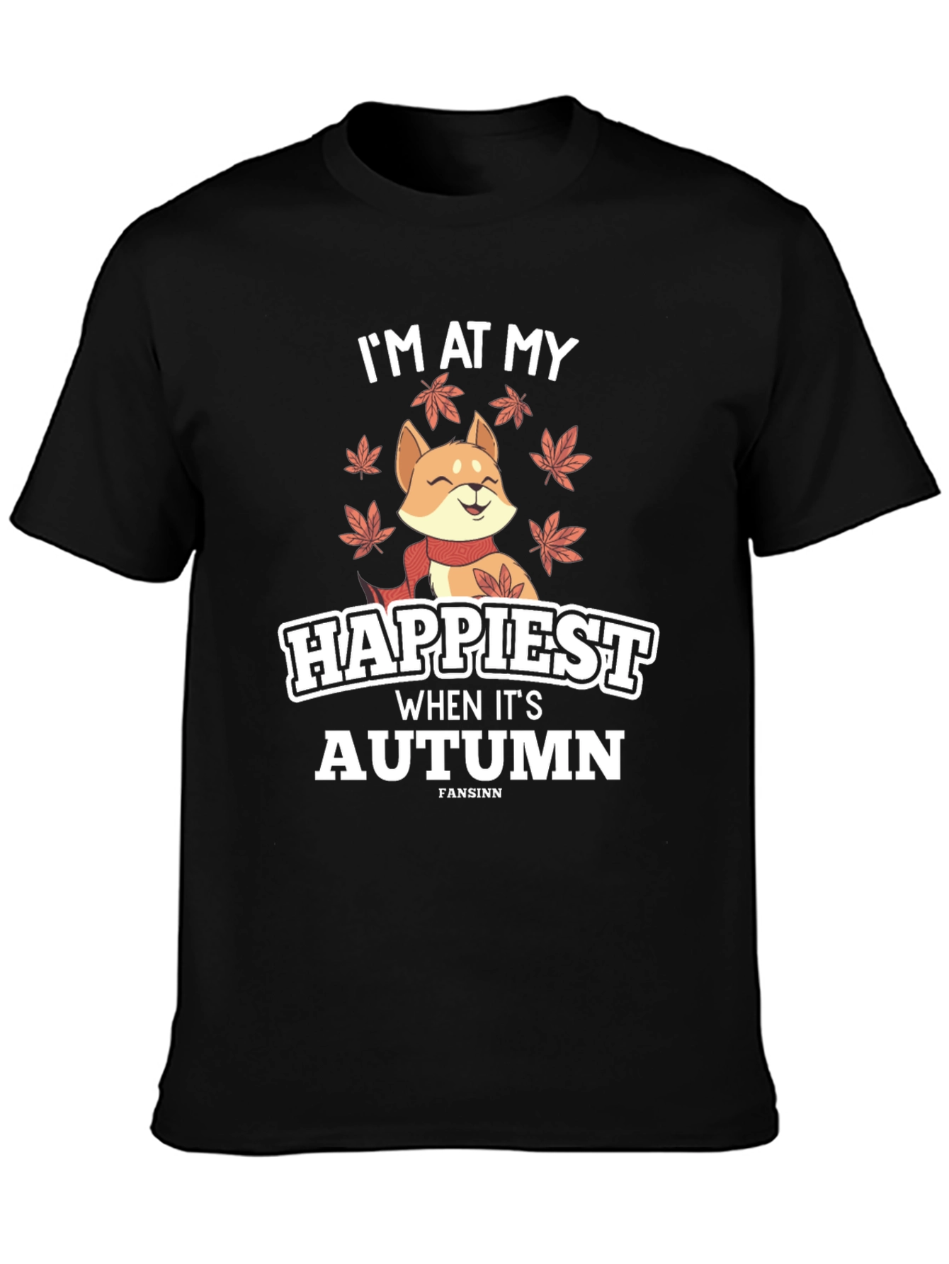 Black Autumn Shiba Inu T-Shirt view 3