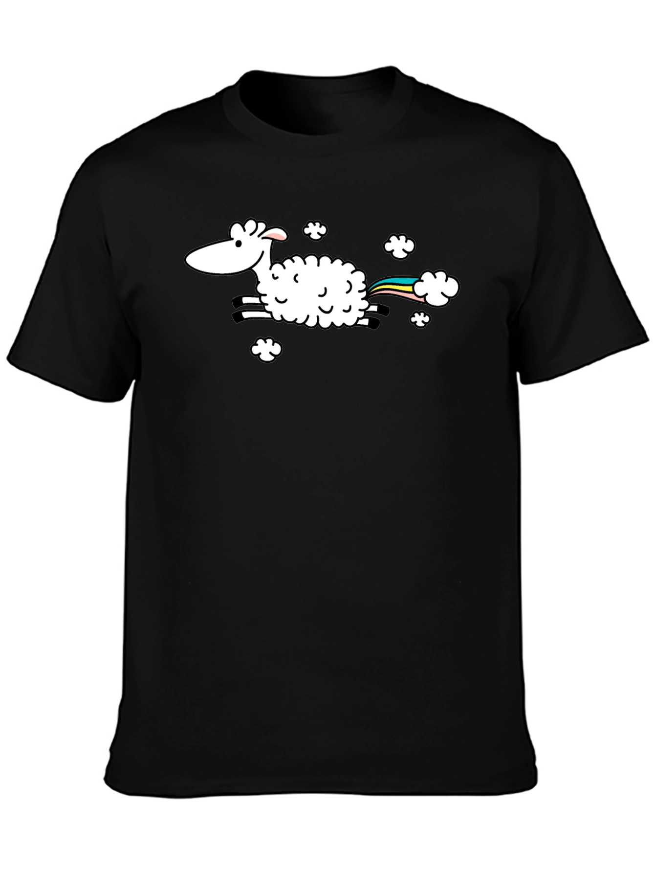 Black Rainbow Sheep T-Shirt - Black Cotton Tee view 3