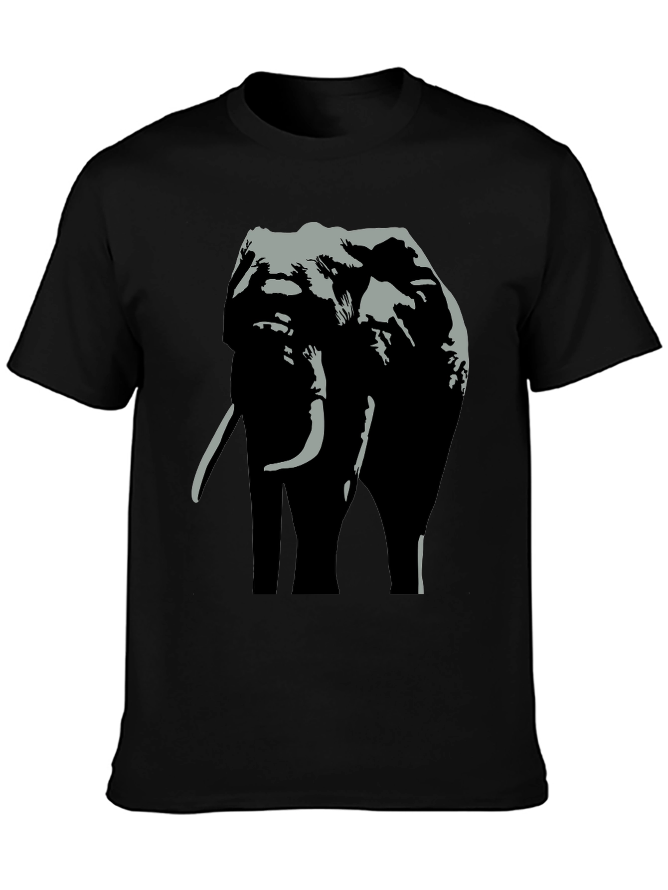 Black Elephant Graphic Print Black T-Shirt view 3