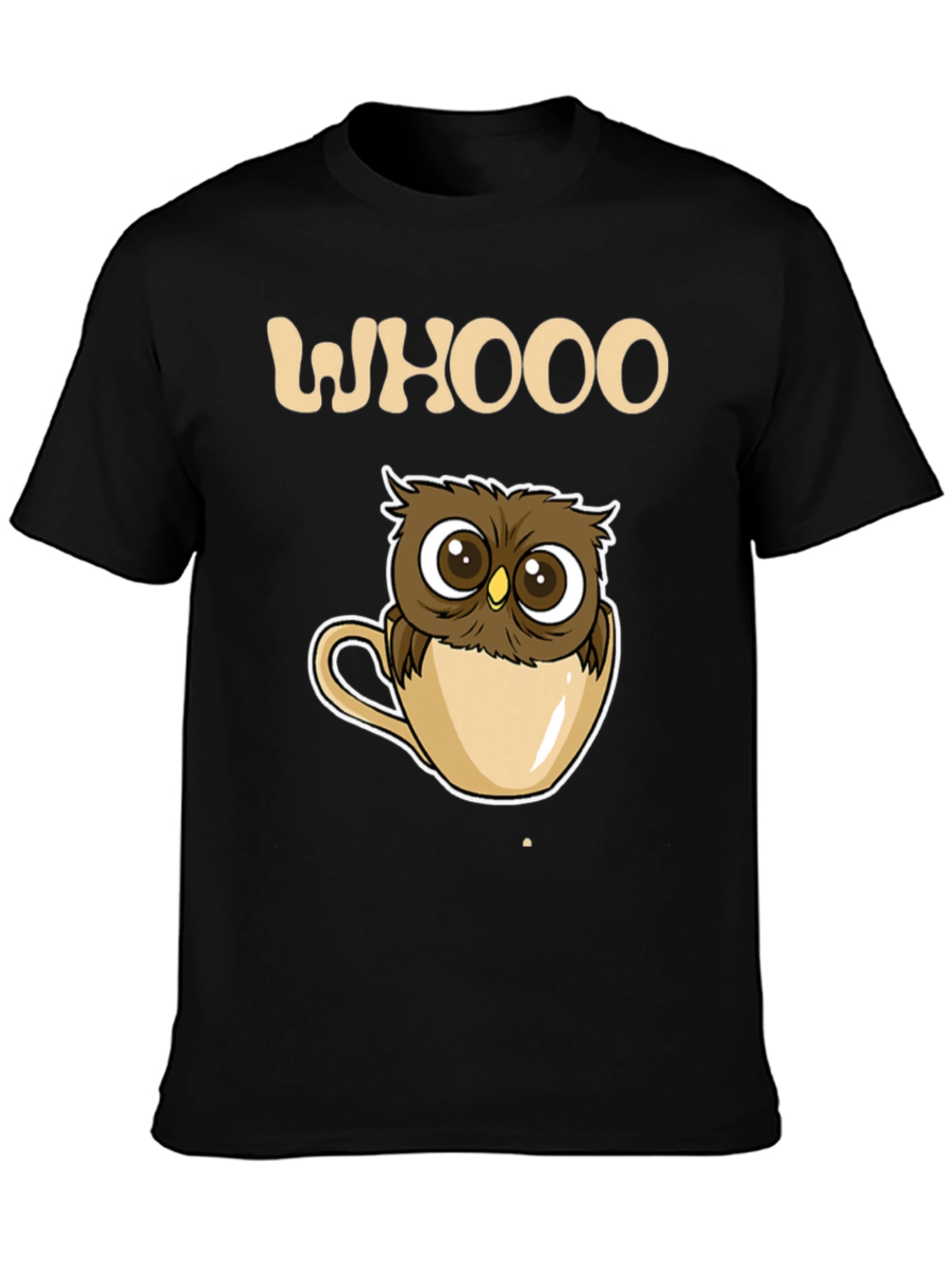 Black Whooo Owl Coffee Cup T-Shirt - Cute & Cozy! view 3