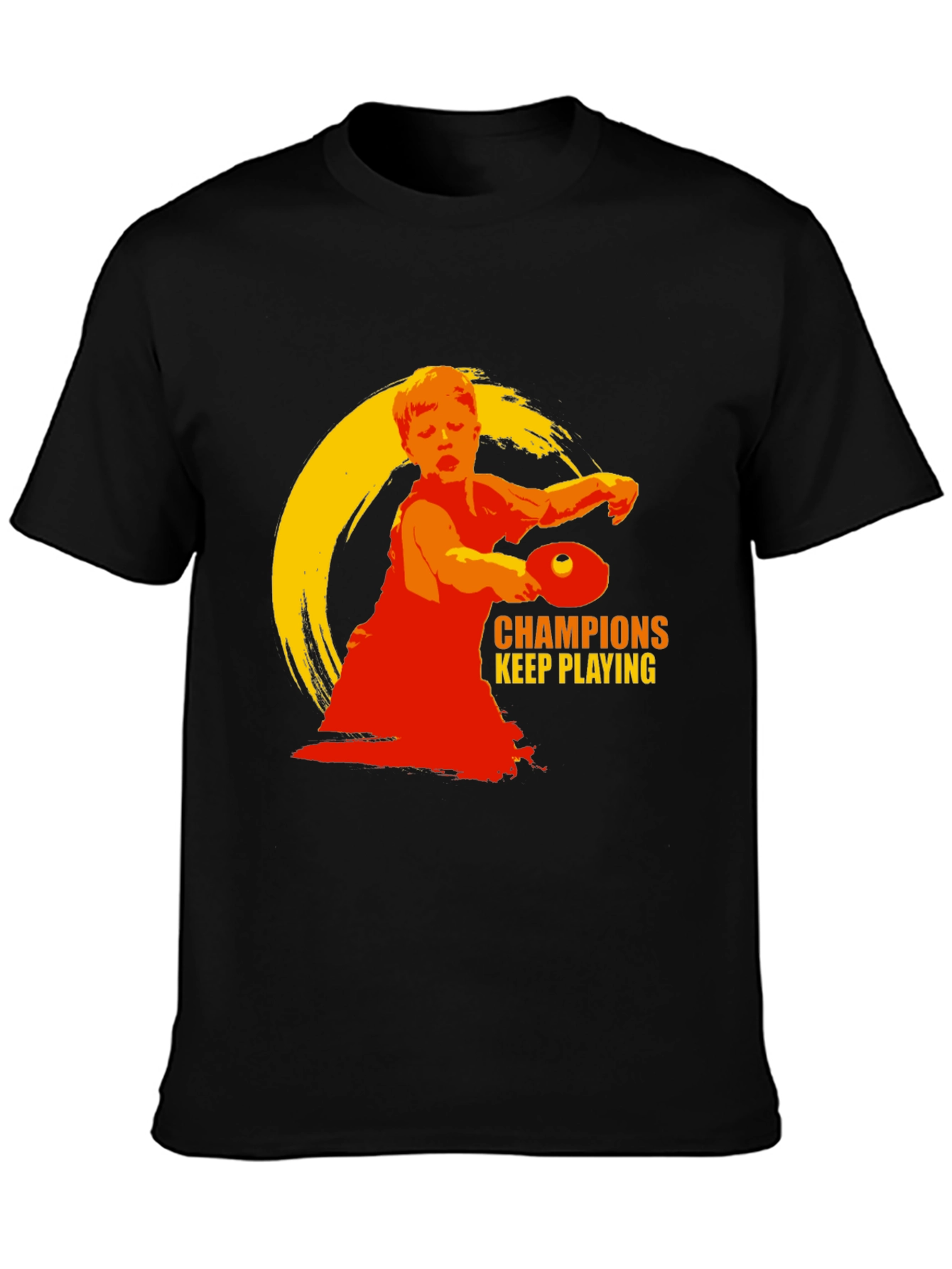 Black Champions Keep Playing T-Shirt - Table Tennis Design view 3
