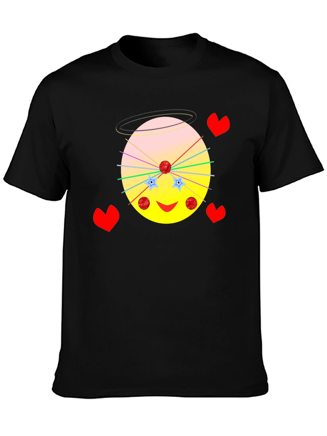 Black Whimsical Cartoon Graphic Tee - Unique Design view 3