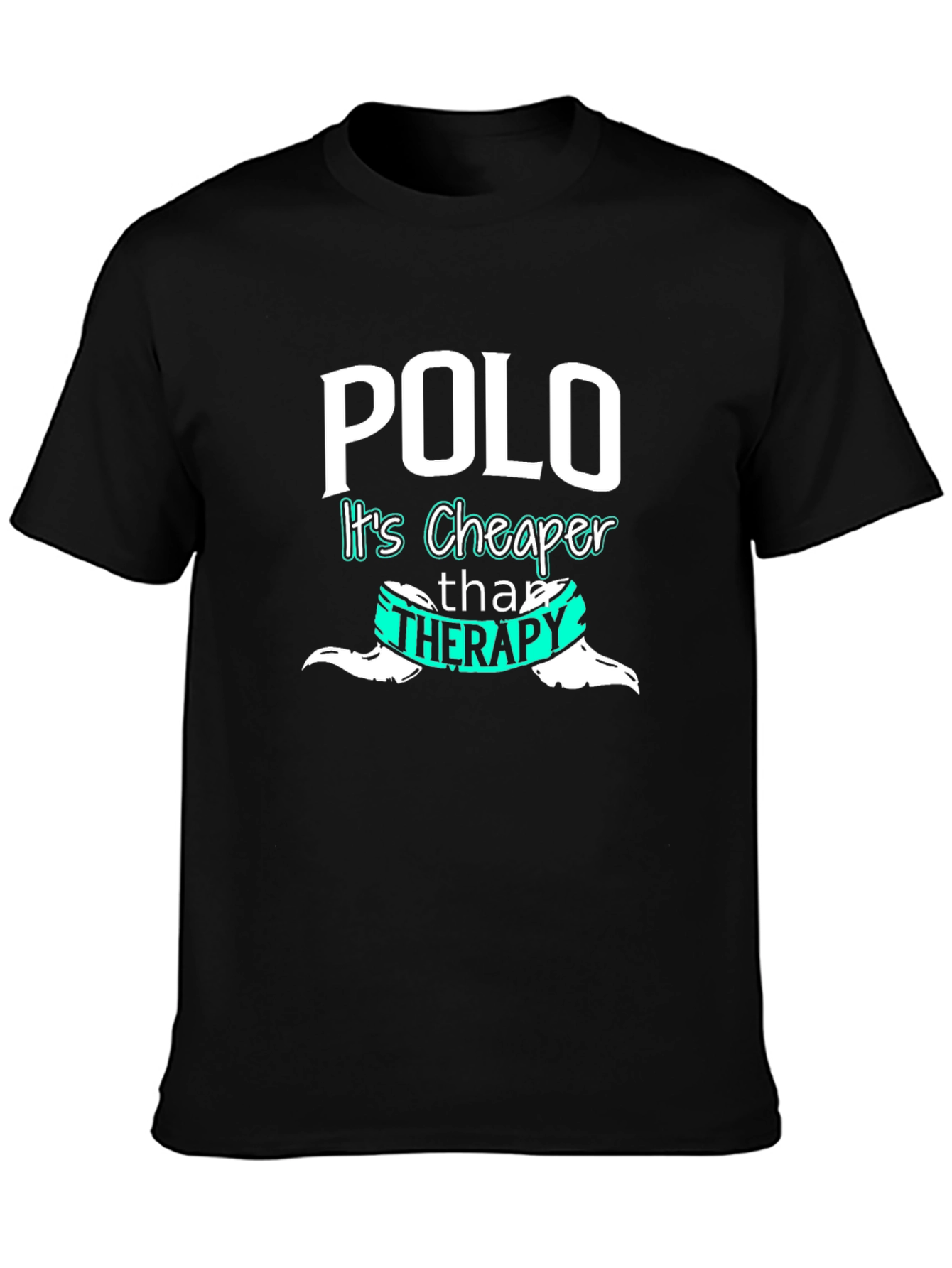 Black Polo Cheaper Than Therapy Graphic T-Shirt view 3